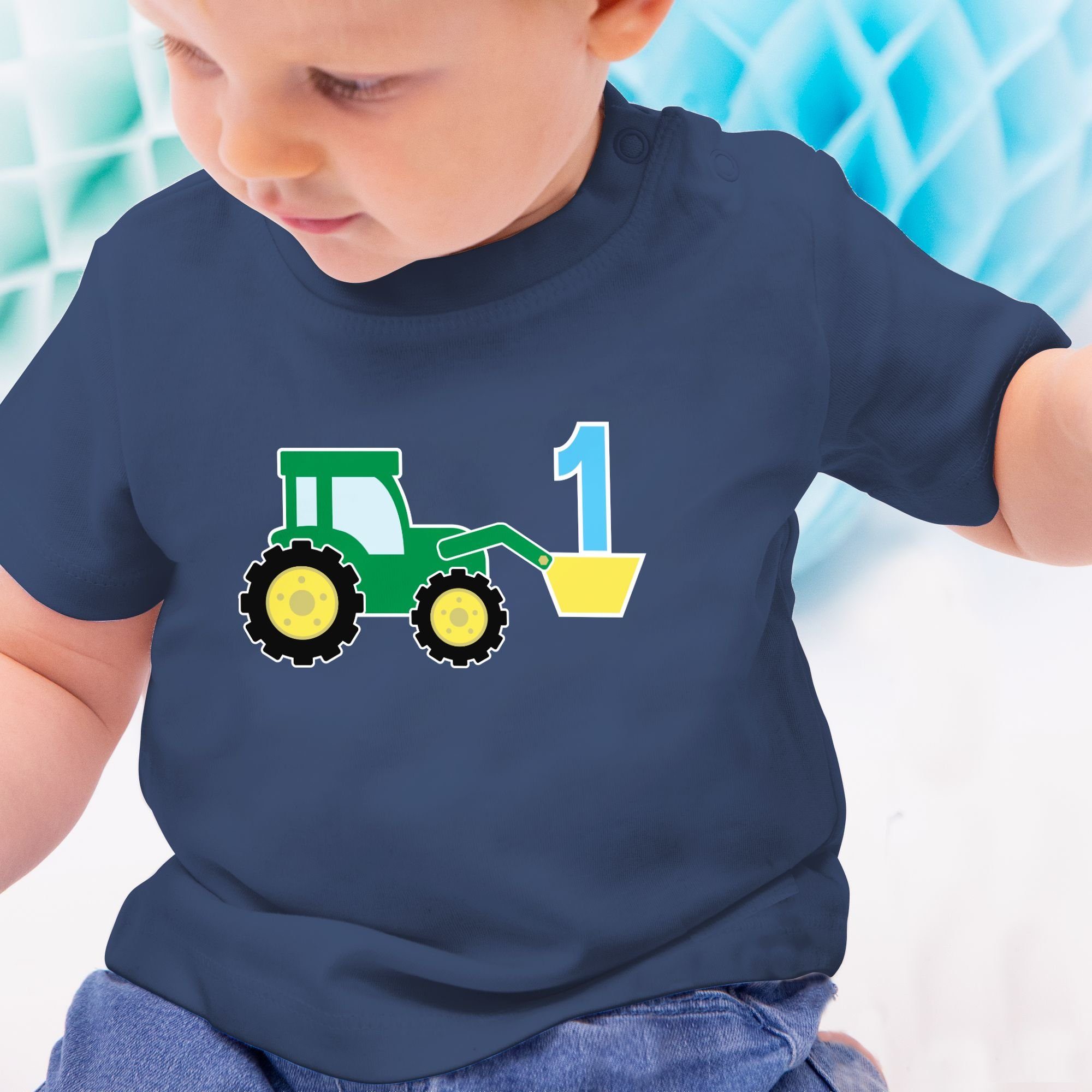 Shirtracer T-Shirt Traktor Ernster Blau Navy 1. Geburtstag 1