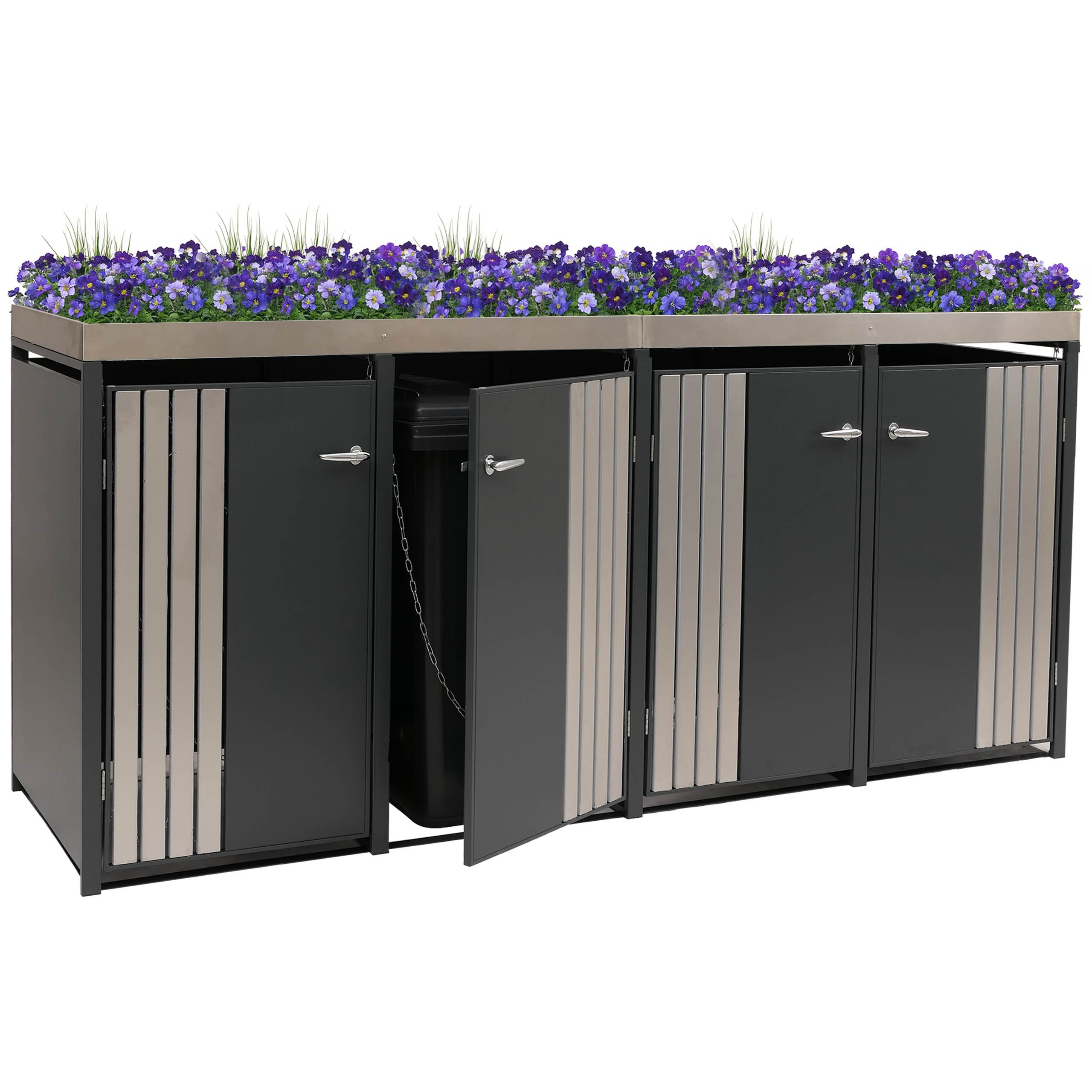 MCW Mülltonnenbox MCW-O67-PK-4 (1 St), Luftzirkulation durch Belüftungsschlitze