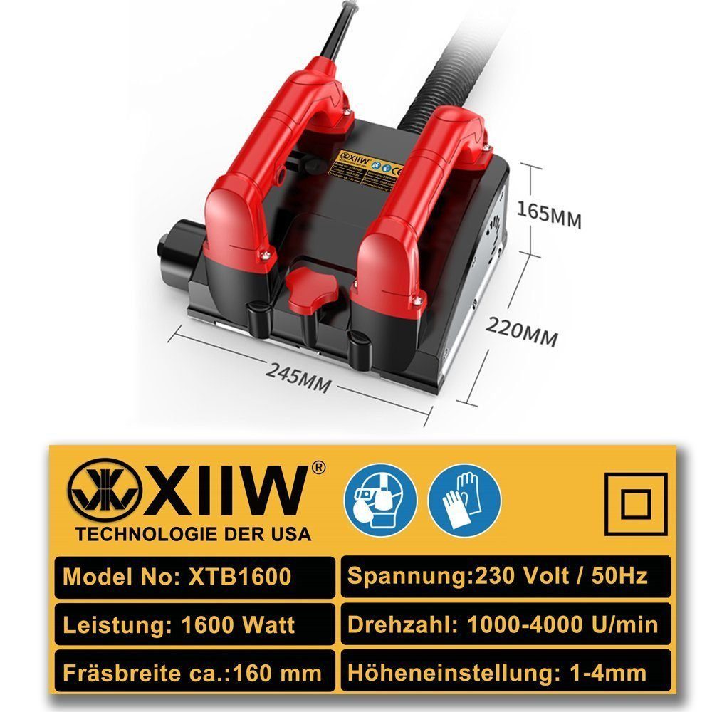 XERSEK Winkelschleifer 1600W Betonfräse Mauerfräse Putzfräse Betonschleifer Sanierungsfräse, max. 4000 U/min, Winkel Schleifer Fräse Wand Renovierungsfräse für  – Bild 2 von 5