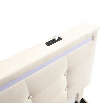 REDOM Polsterbett Doppelbett Stauraumbett (140 * 200 ohne Matratze, Gepolstertes Plattformbett mit Stauraum), Gepolstertes LED-Bettgestell mit 4 Schubladen und 2 USB-Ladestationen