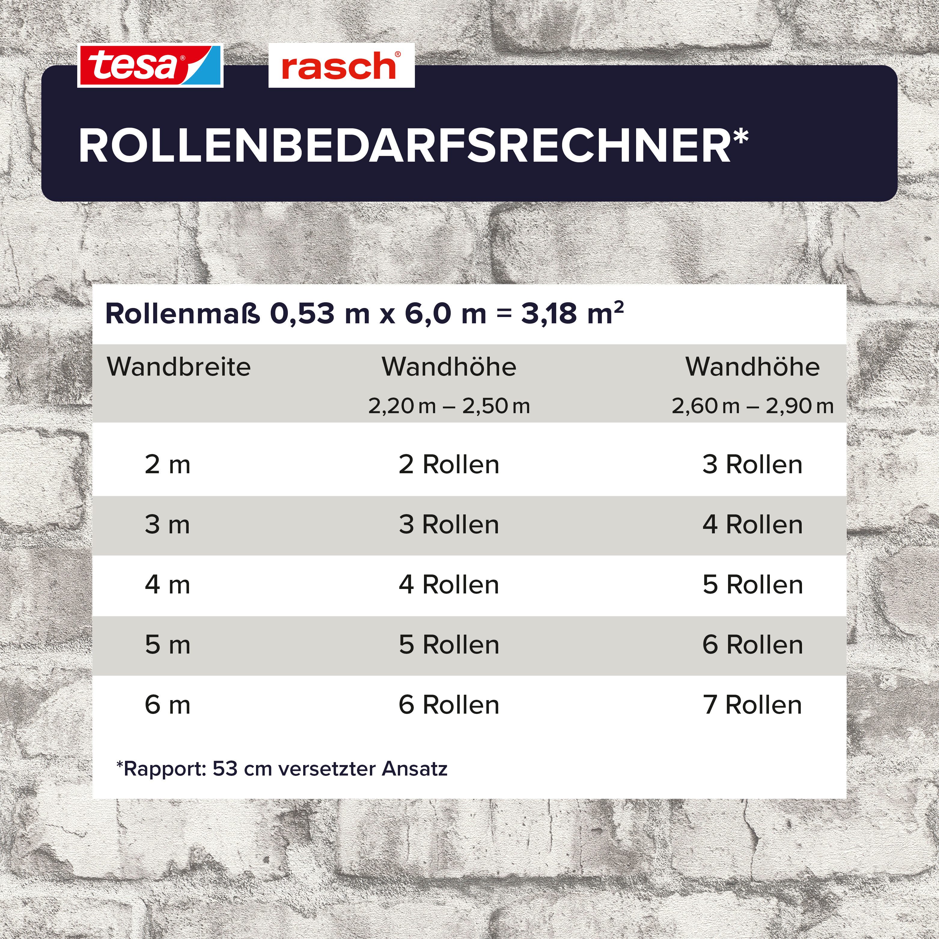 Rasch Vliestapete Clayton - Selbstklebende Tapete Mauerwerk von tesa® x rasch®, strukturiert, Steinoptik, Ziegel, Mauer, Steinmauer, (1 Rolle, 1 St), selbstkleb – Bild 5 von 5