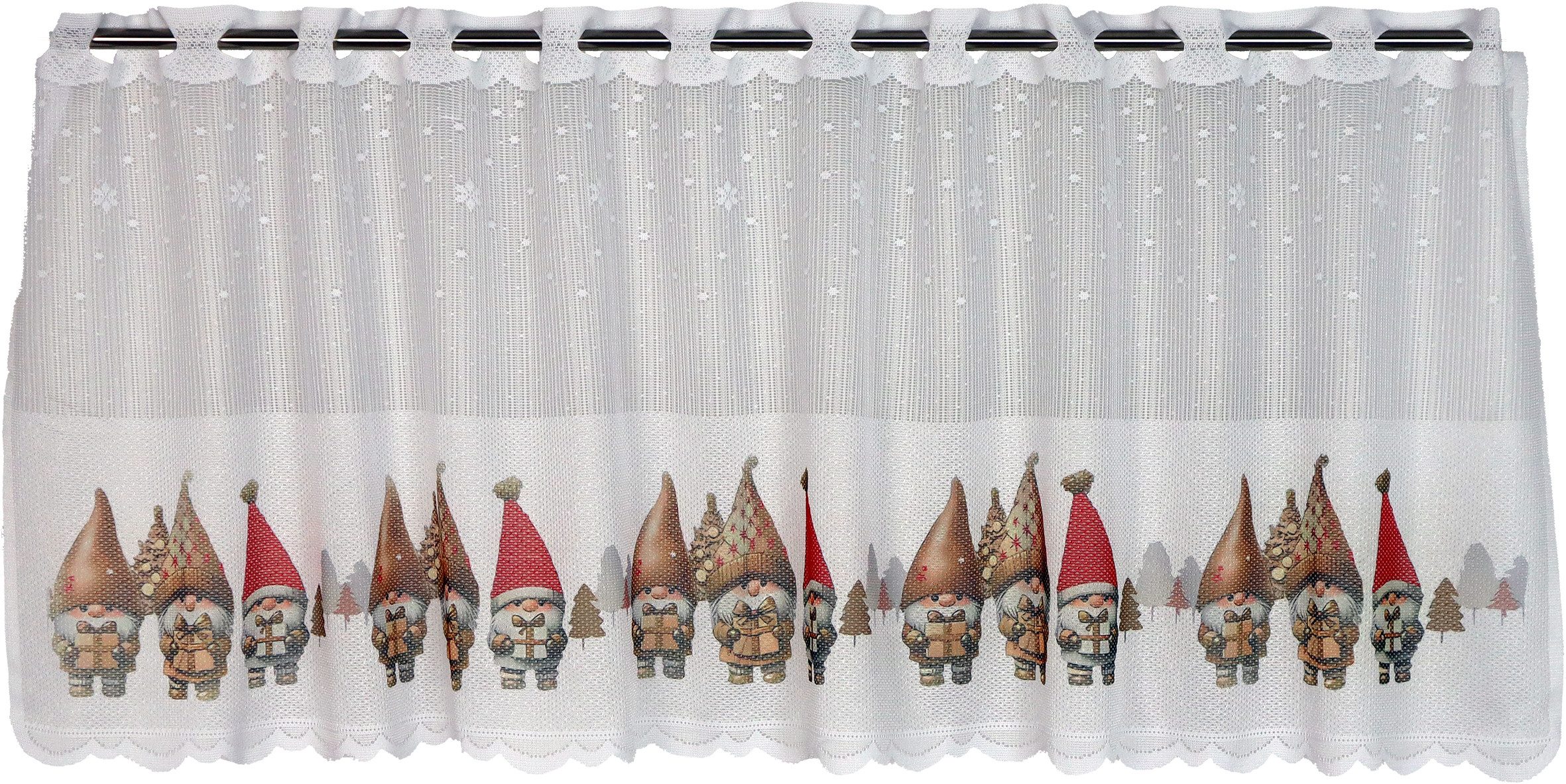 EXPERIENCE Scheibengardine Weihnachtsgardine 50x150 cm mit Wichtelmotiv und Digitaldruck, transparent