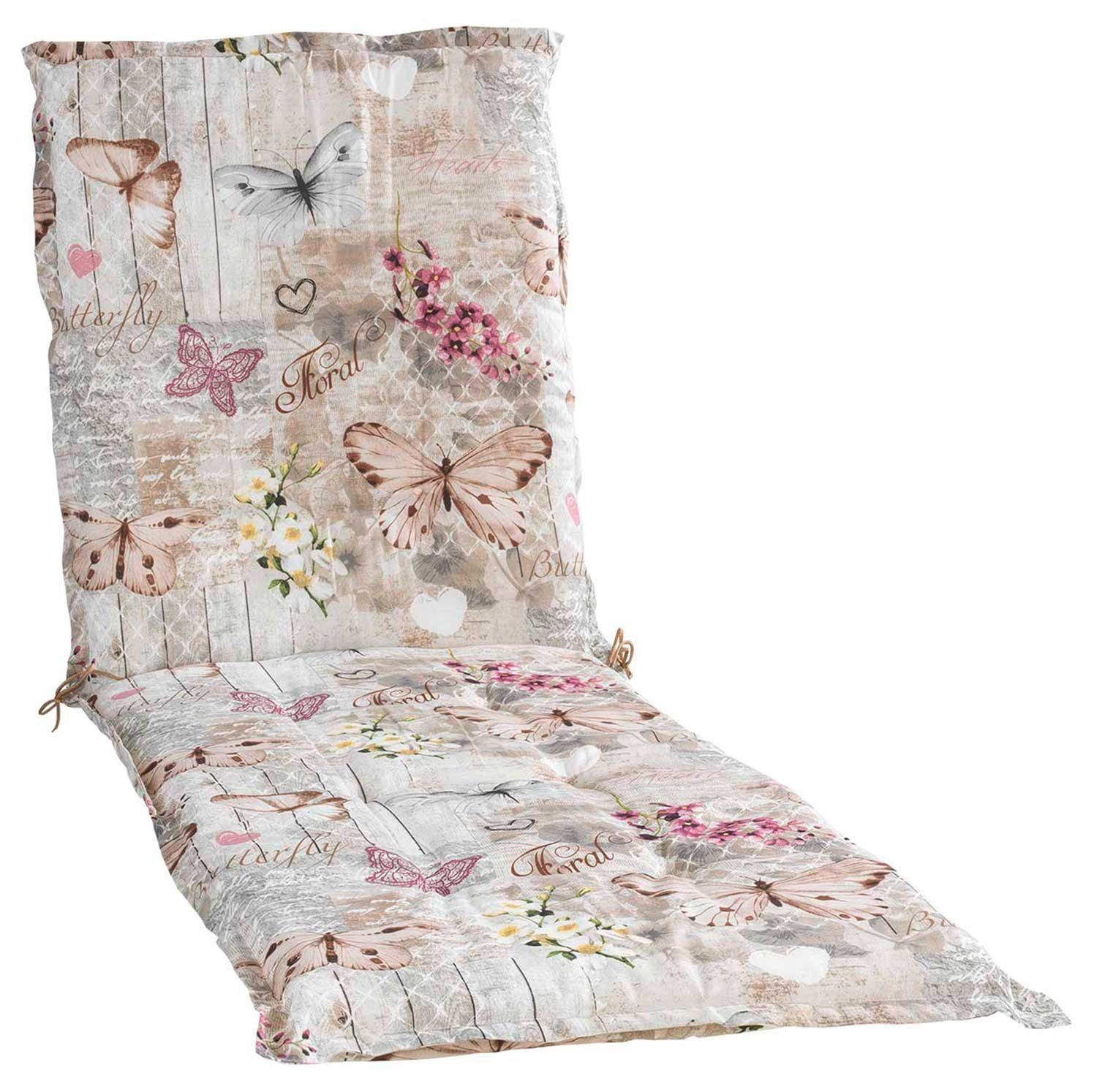 GO-DE Liegenauflage BUTTERFLY, B 60 x L 190 cm, Beige, Gartenliegen, Gartenauflage für Gartenliege