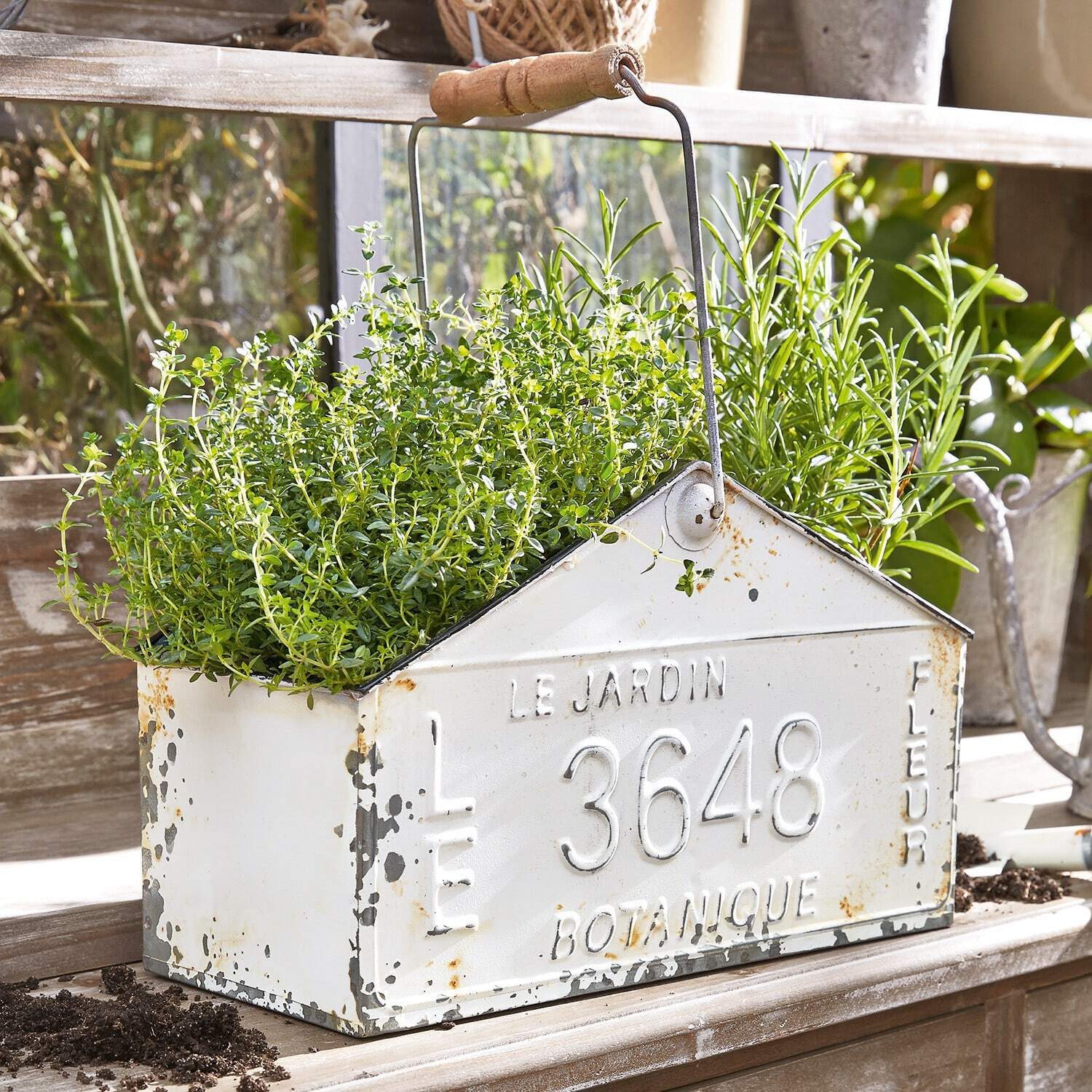 Mirabeau Übertopf Korb Botanique antikweiß