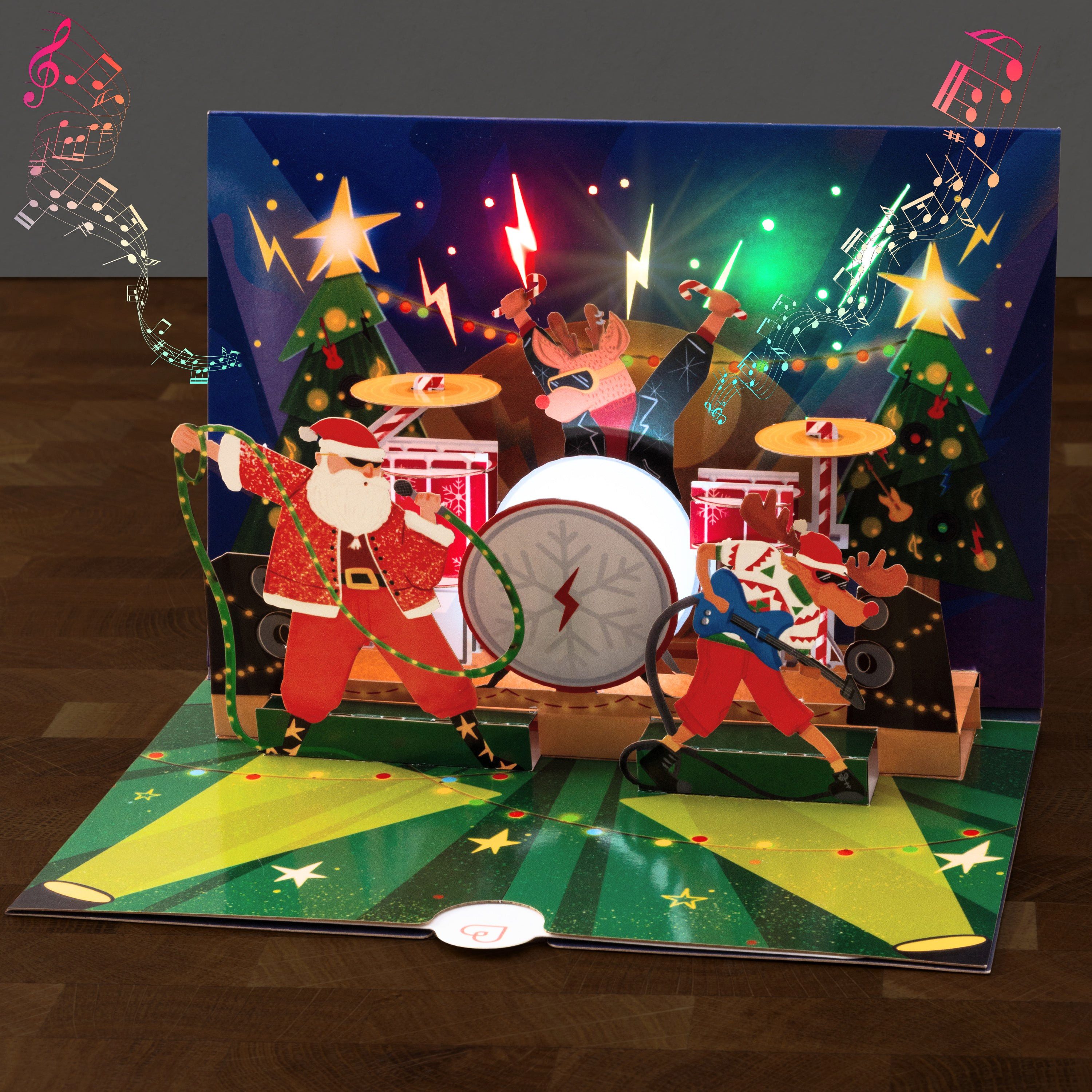 papercrush Weihnachtskarte Rockige Weihnachten mit Musik & Licht Pop-Up Karte