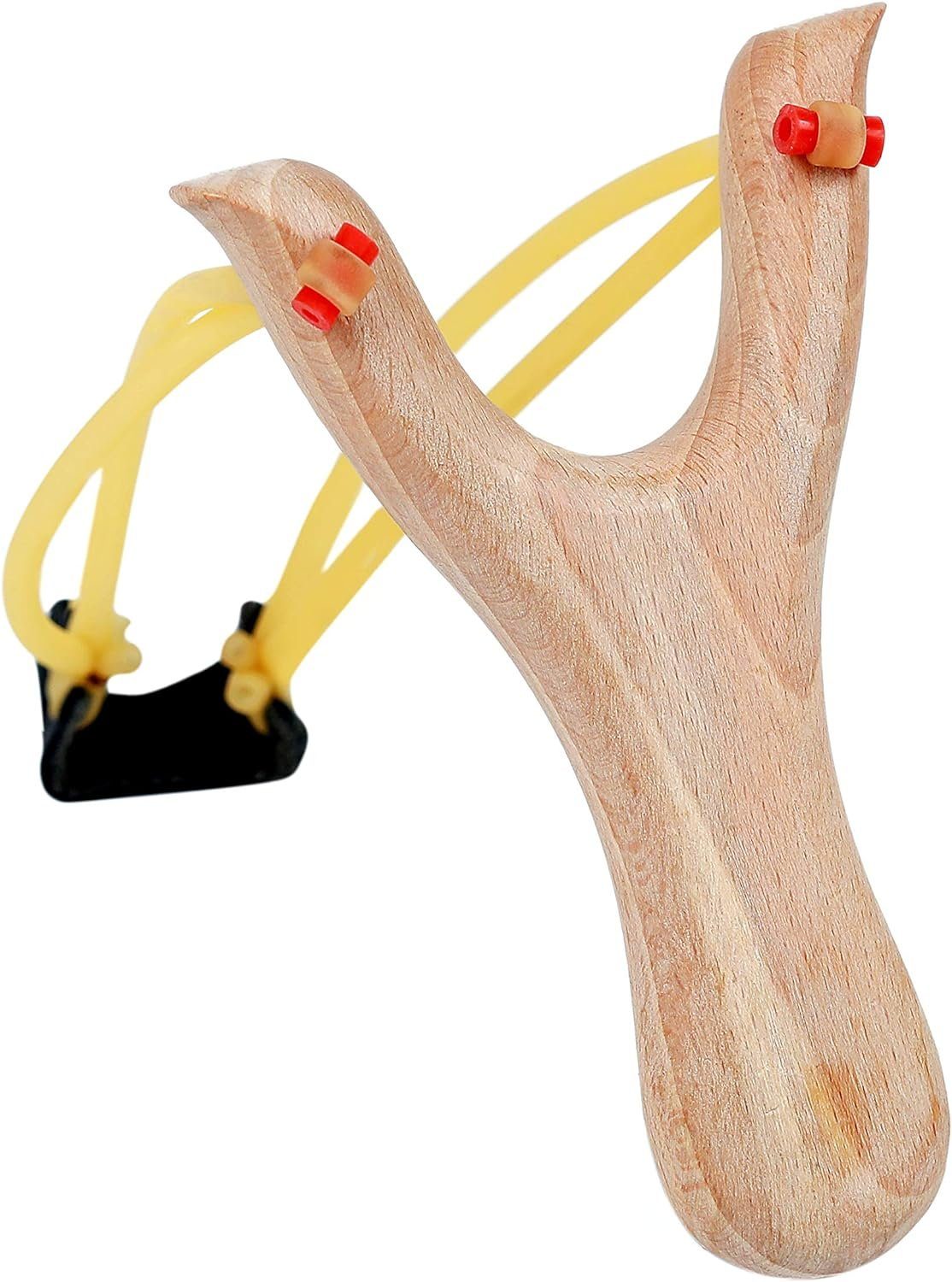 Flanacom Spielzeug-Gartenset Steinschleuder aus Holz Leder-Tasche zum befestigen an Gürtelschnalle, (2-tlg), Holz-Zwille mit Erbsen - Schleuder Kinder & Erwachsene Outdoor