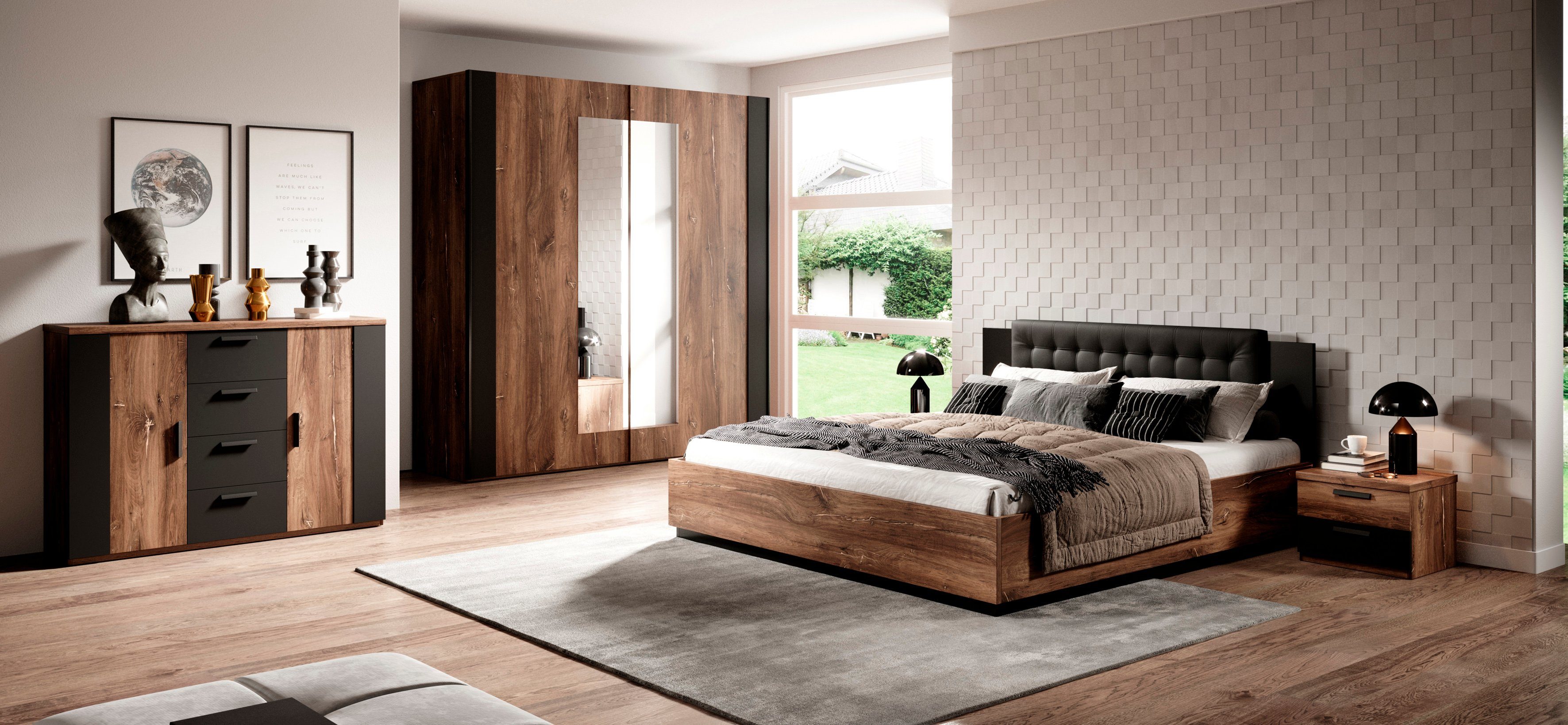 Home affaire Bett Sigma, Doppelbett in zwei Breiten mit gepolstertem Kopfteil
