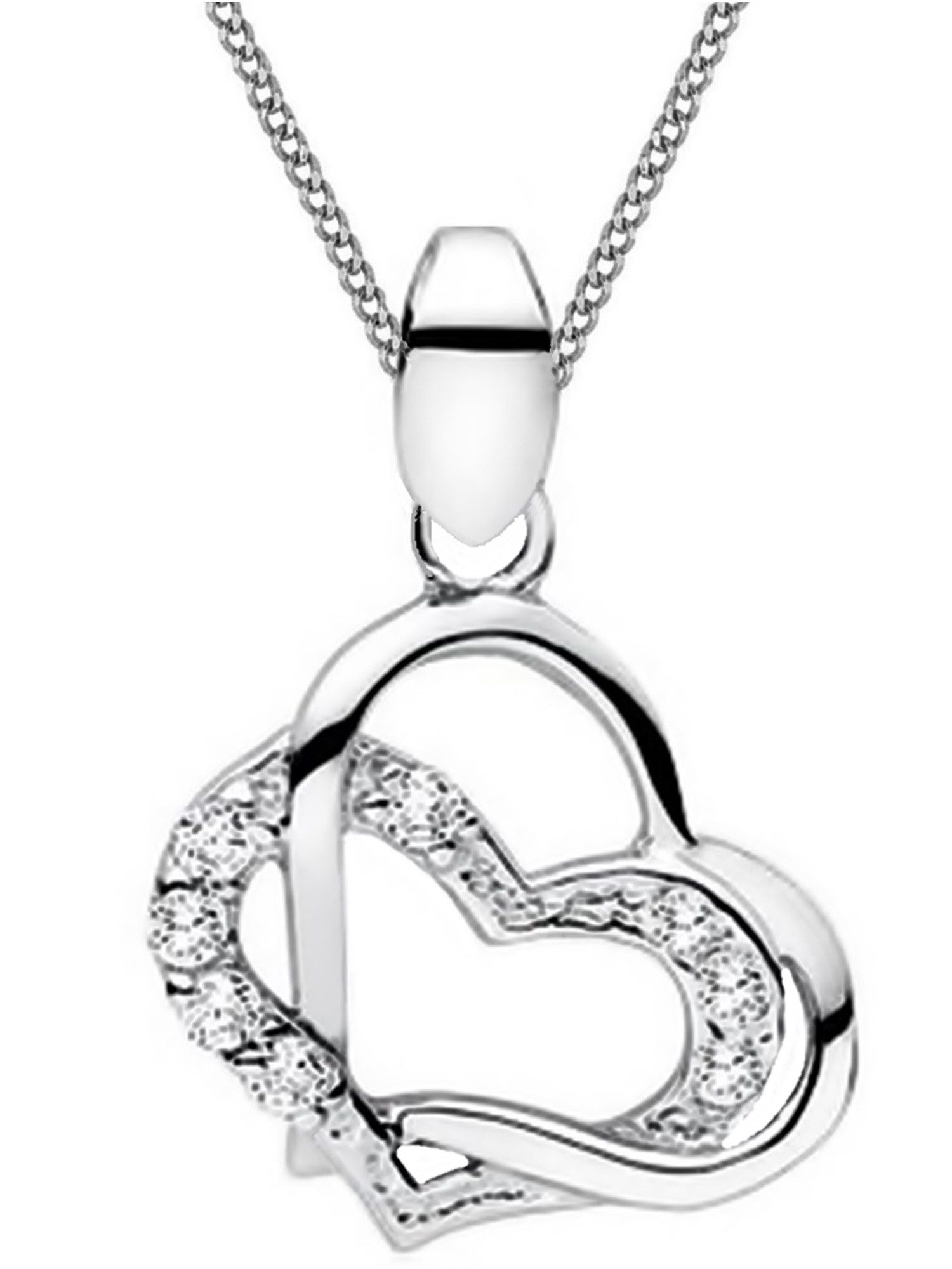 Herzkette Herz Anhänger mit Kette aus 925 Sterling Silber Rhodiniert Halskette