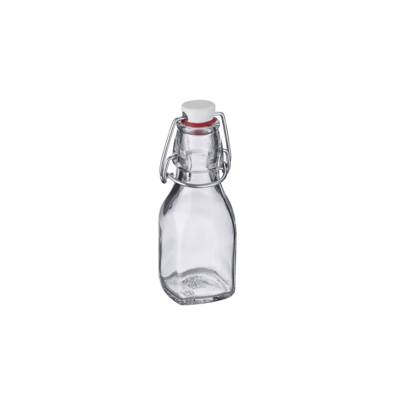 WESTMARK Vorratsdose Westmark Bügelflasche eckig 125 ml, Glas, Kunststoff, Stahl