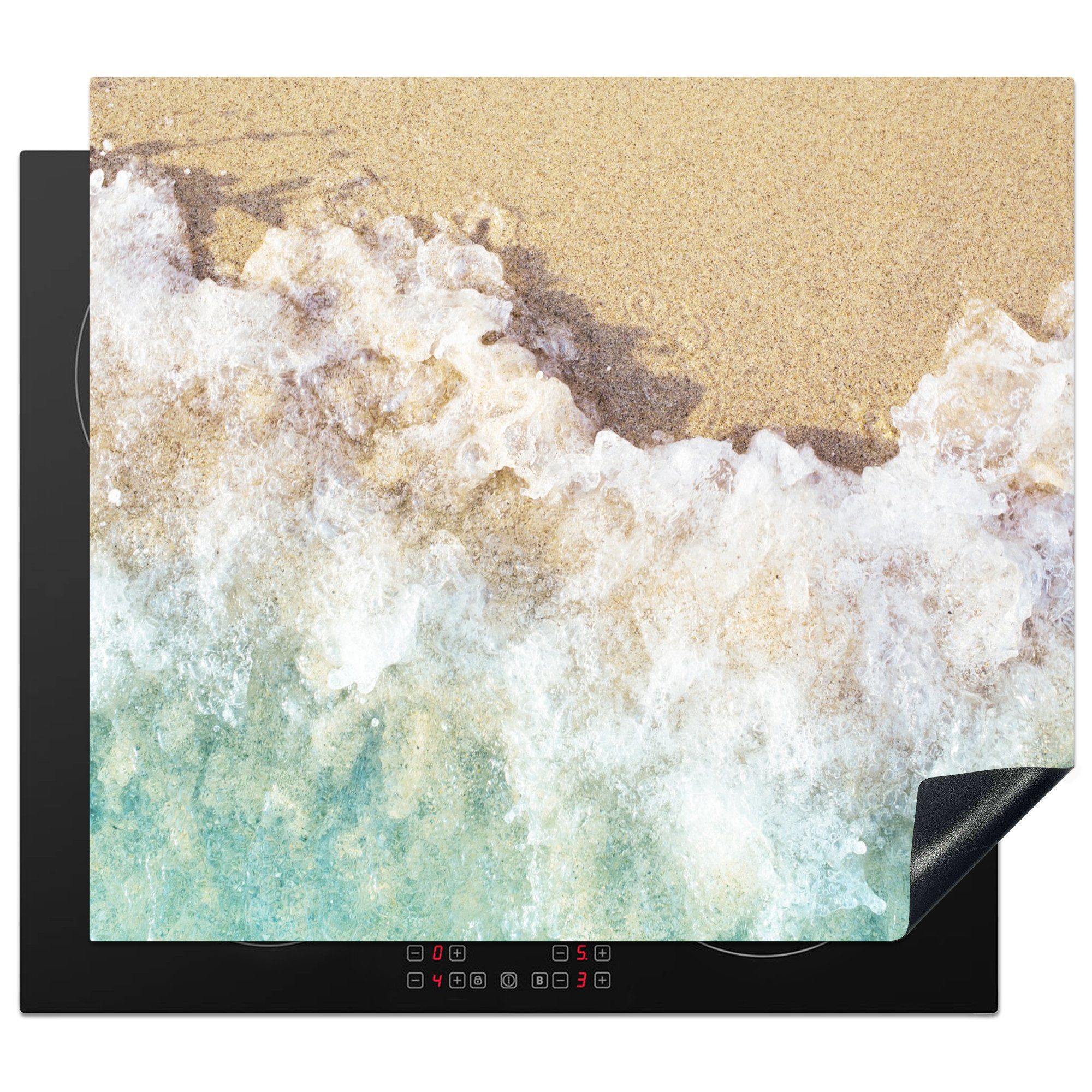 MuchoWow Herdblende-/Abdeckplatte Golf - Strand - Meer - Wasser, Vinyl, (1 tlg), 59x51 cm, Induktionsschutz, Induktionskochfeld, Ceranfeldabdeckung