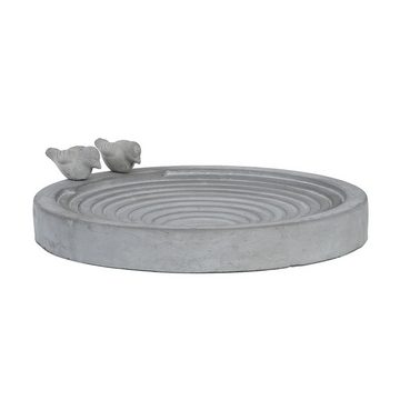 esschert design Vogeltränke, Beton Vogeltränke XL Ø39 x 9 cm Vogelbad mit Vogelfiguren