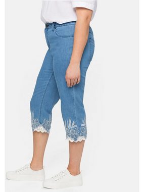 Sheego 3/4-Jeans Große Größen mit hochwertiger Stickerei und Spitzendetails