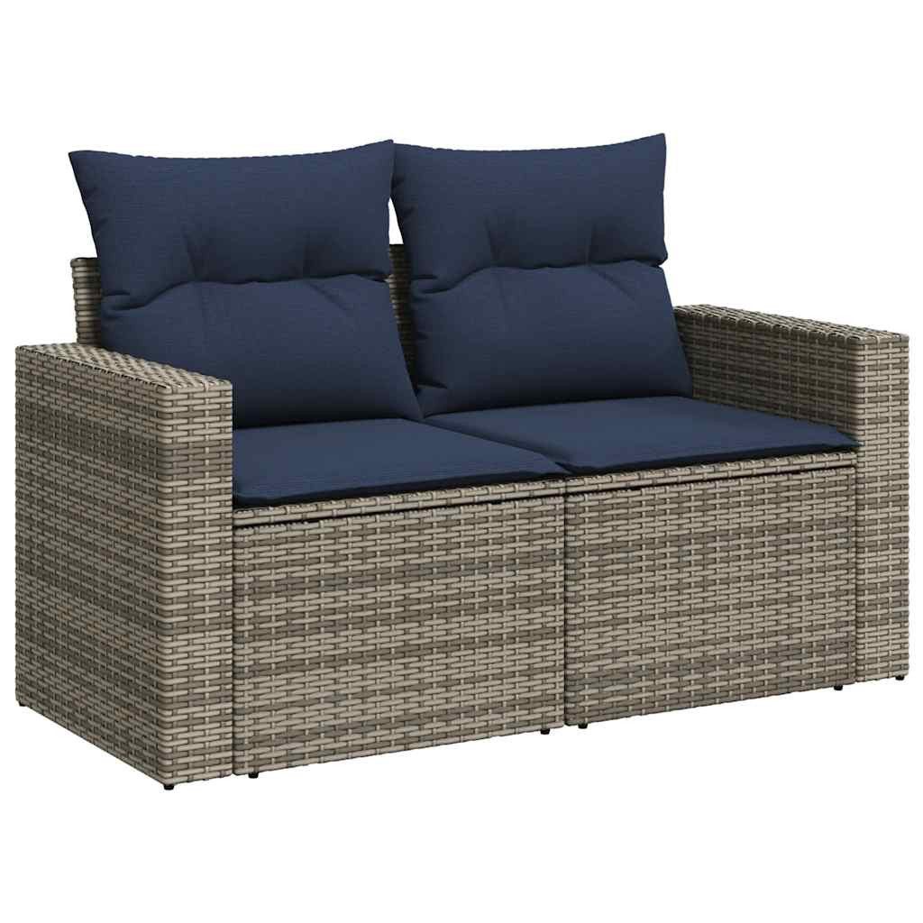 vidaXL Gartenlounge-Set 5-tlg. Garten-Sofagarnitur mit Kissen Grau Poly Rattan, (1-tlg)
