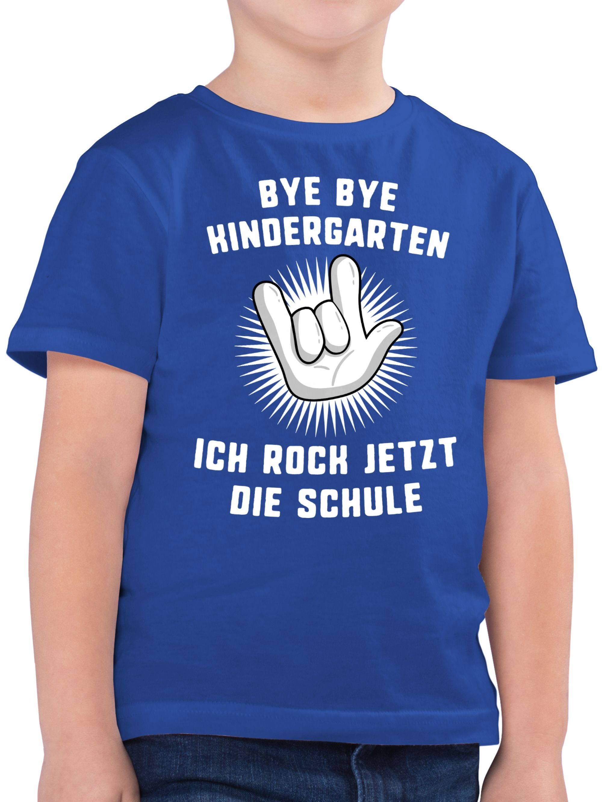 Kindergarten T-Shirt jetzt Ich Shirtracer Einschulung die 03 Royalblau rock Schulanfang Geschenke Bye Schule Junge Hand Bye