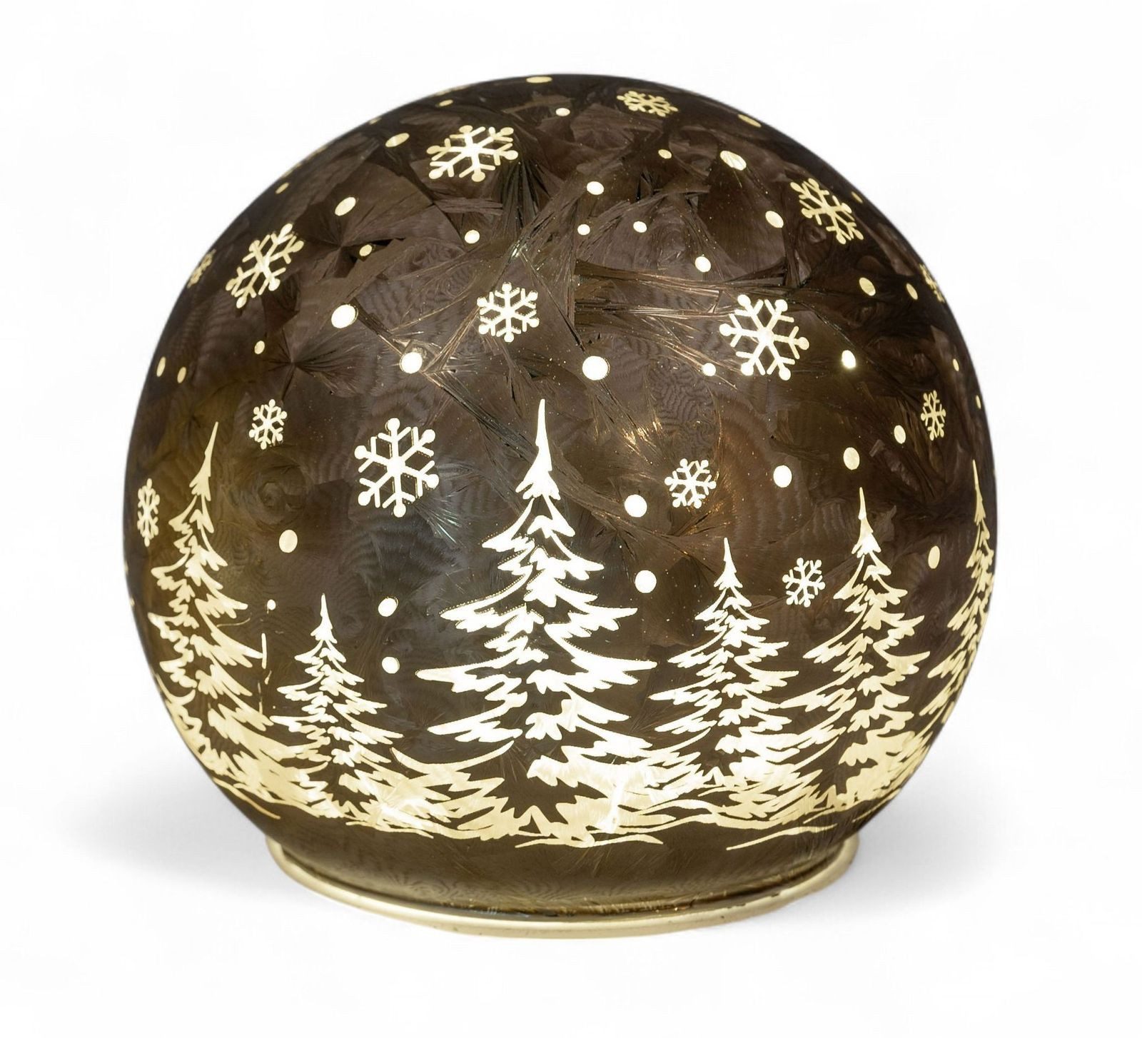 formano LED Dekolicht Glas-Kugel Frosty Braun 10 cm Timer 6h/18h Weihnachten Herbst Deko, LED fest integriert