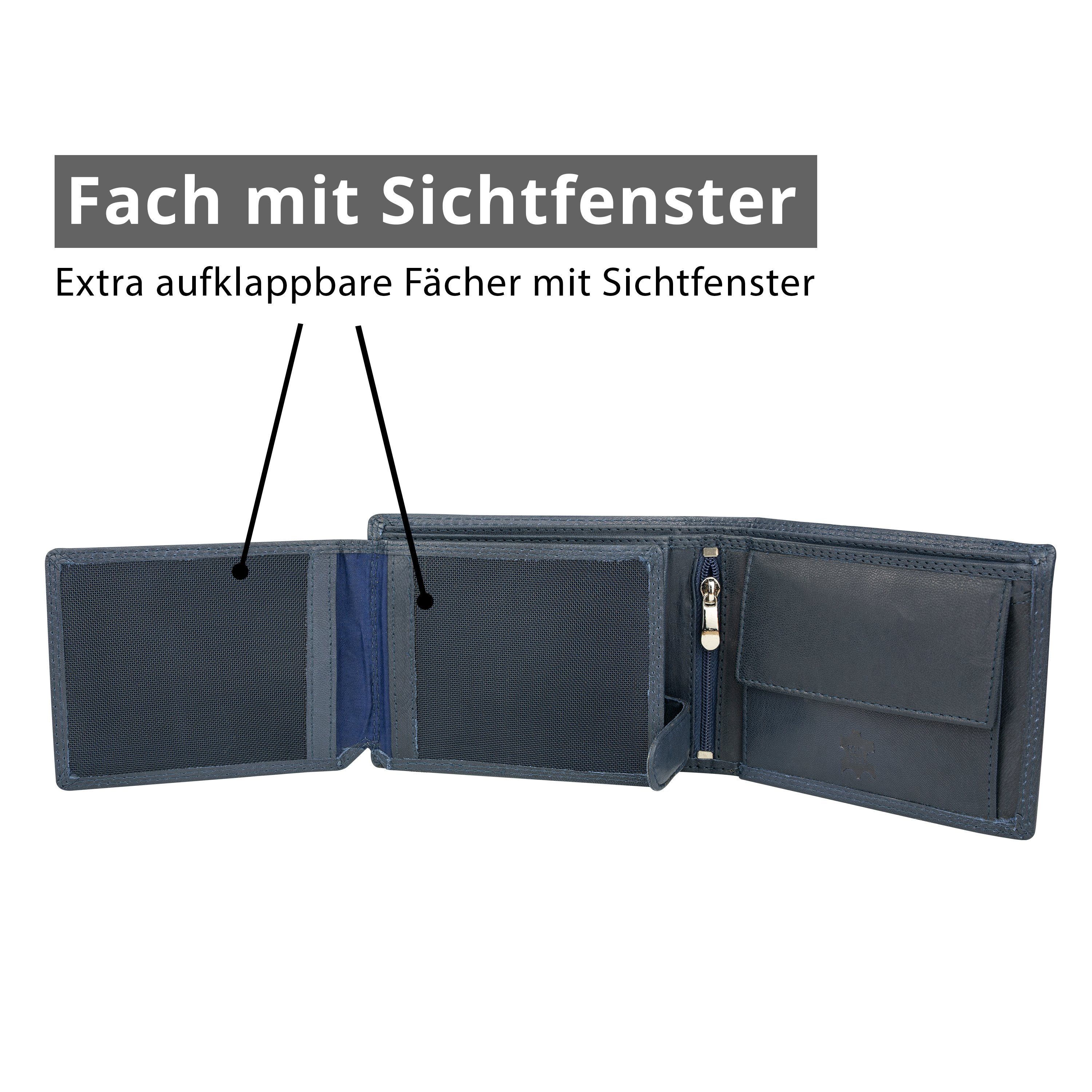 MOKIES Geldbörse Herren Portemonnaie G305 Nappa (querformat), 100% Echt-Leder, RFID-Schutz, Nappa-Leder, GESCHENKBOX