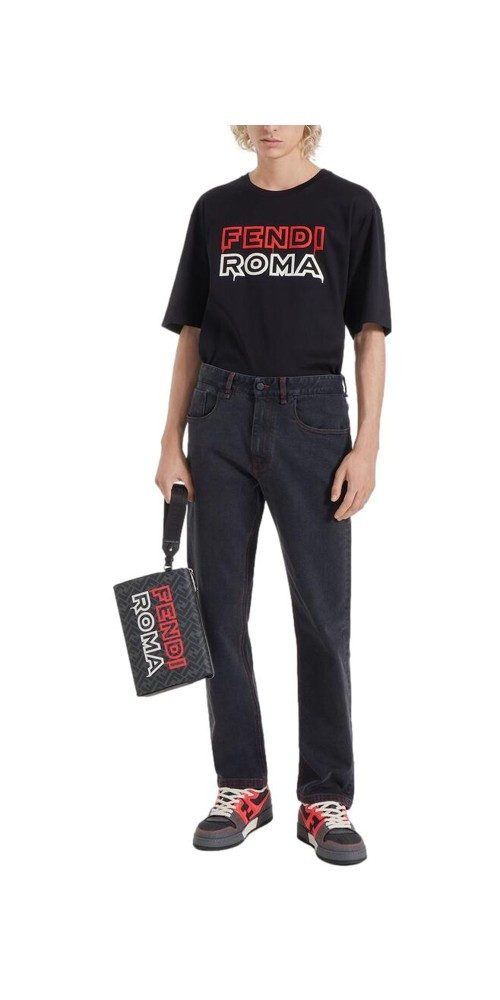 Print-Shirt FENDI Print Logo T-Shirt Schwarz Herren