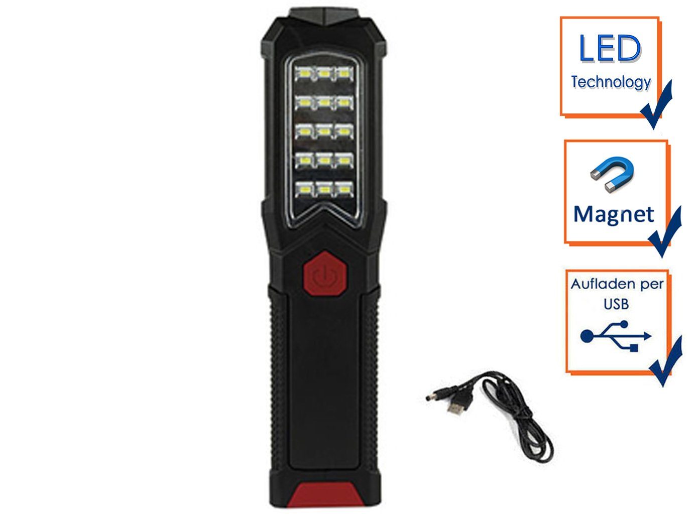 REV Handleuchte, stabiler LED Handstrahler Stab-Taschenlampe mit AKKU USB  Ladekabel, magnetischer Strandfuß, vielseitige Multifunktionsleuchte online  kaufen | OTTO