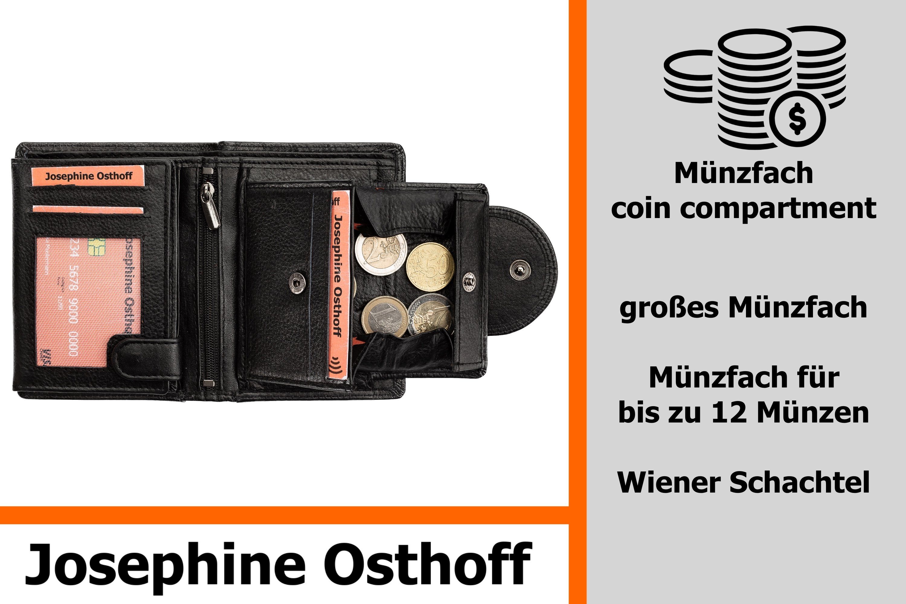 Geldbörse Josephine Brieftasche Osthoff schwarz Wiener Minibrieftasche