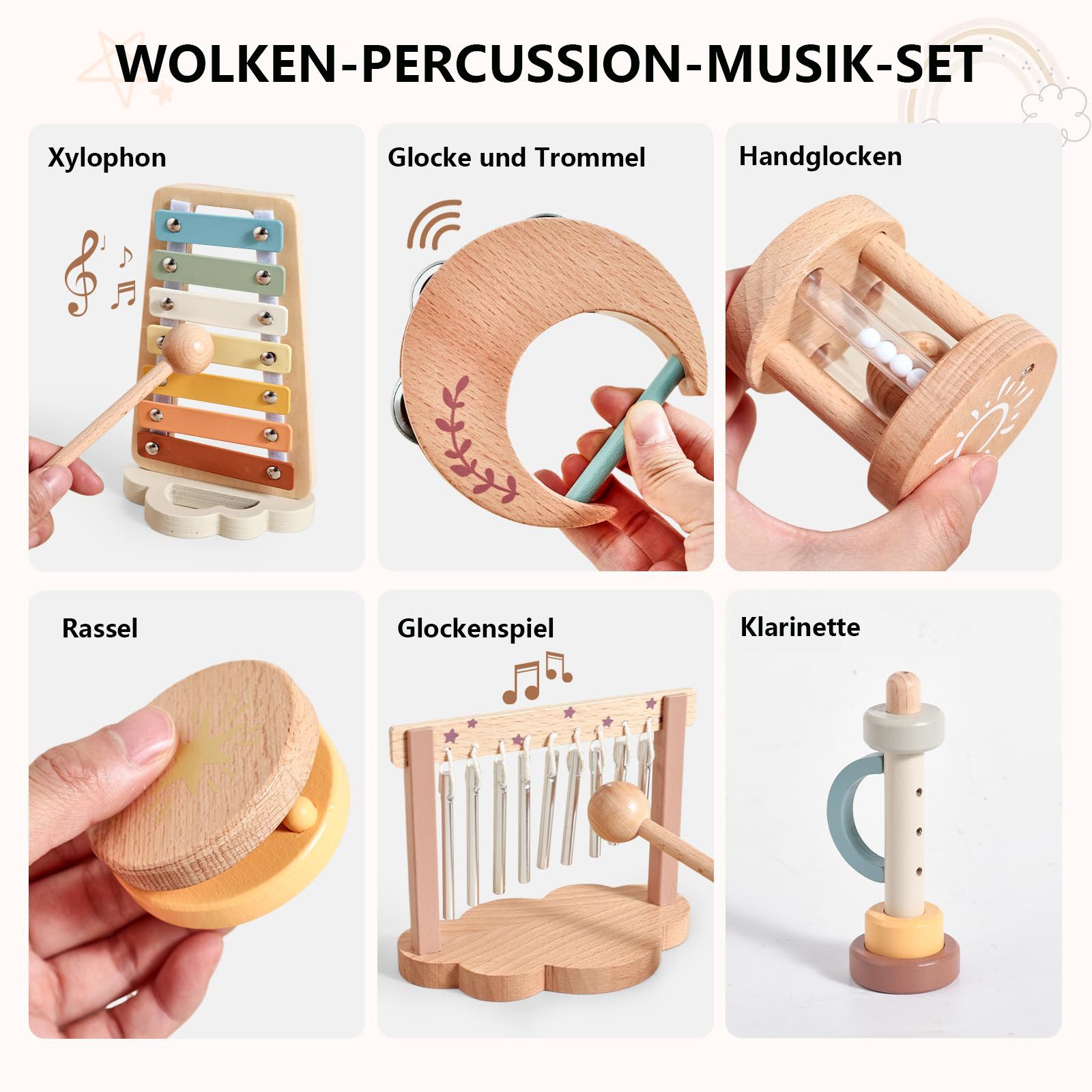 CLTYQ Spielzeug-Musikinstrument Baby Musikinstrumente Montessori-Holzspielz günstig online kaufen