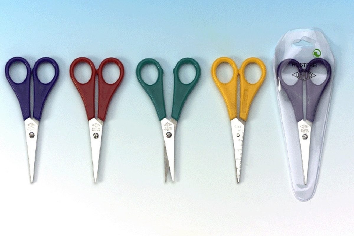 WEDO Papierscheren Bastelschere spitz 13cm farbig sortiert