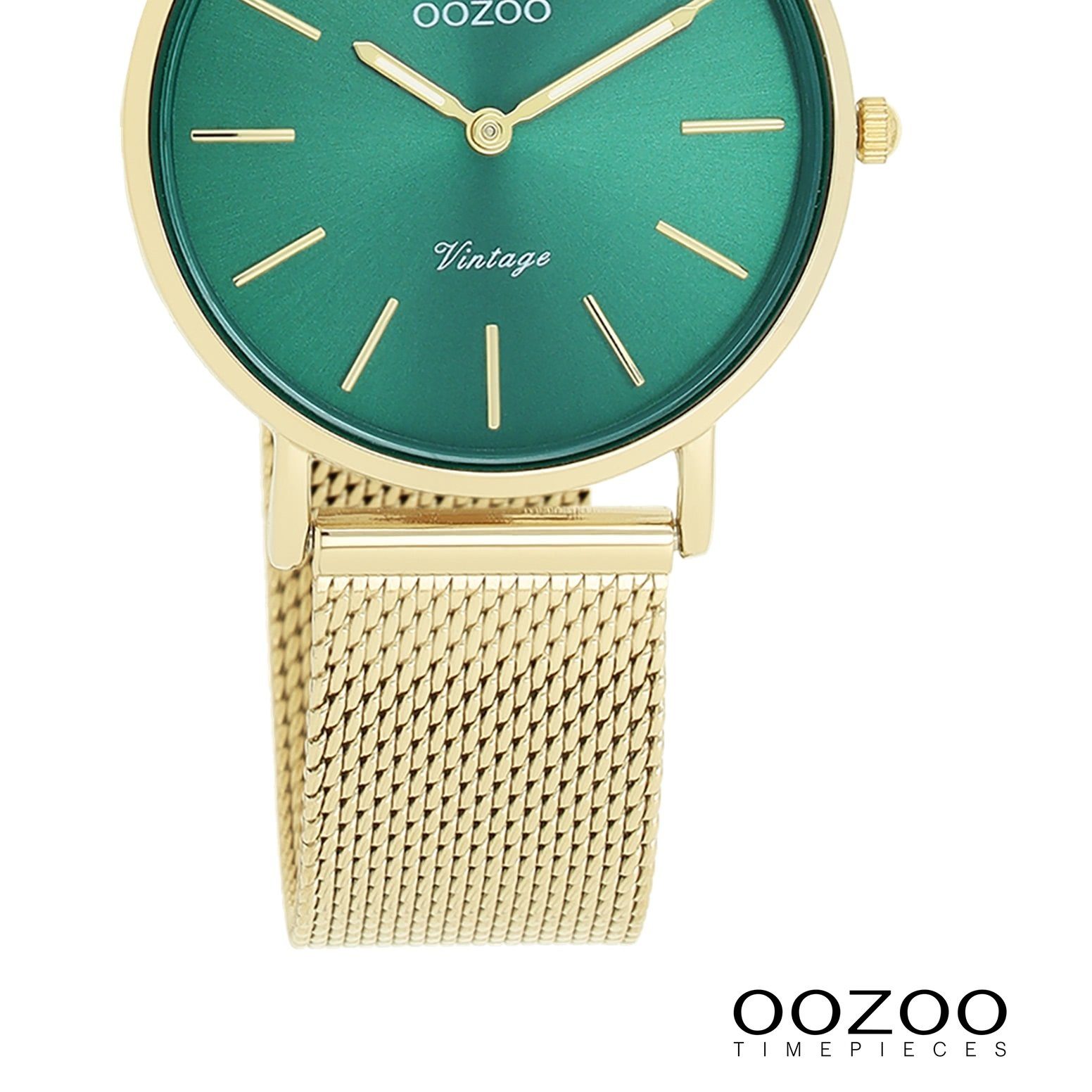 OOZOO Quarzuhr Oozoo Damen Armbanduhr Vintage Series, (Analoguhr), Damenuhr rund, mittel (ca. 32mm) Metall, Mesharmband, Casual-Style