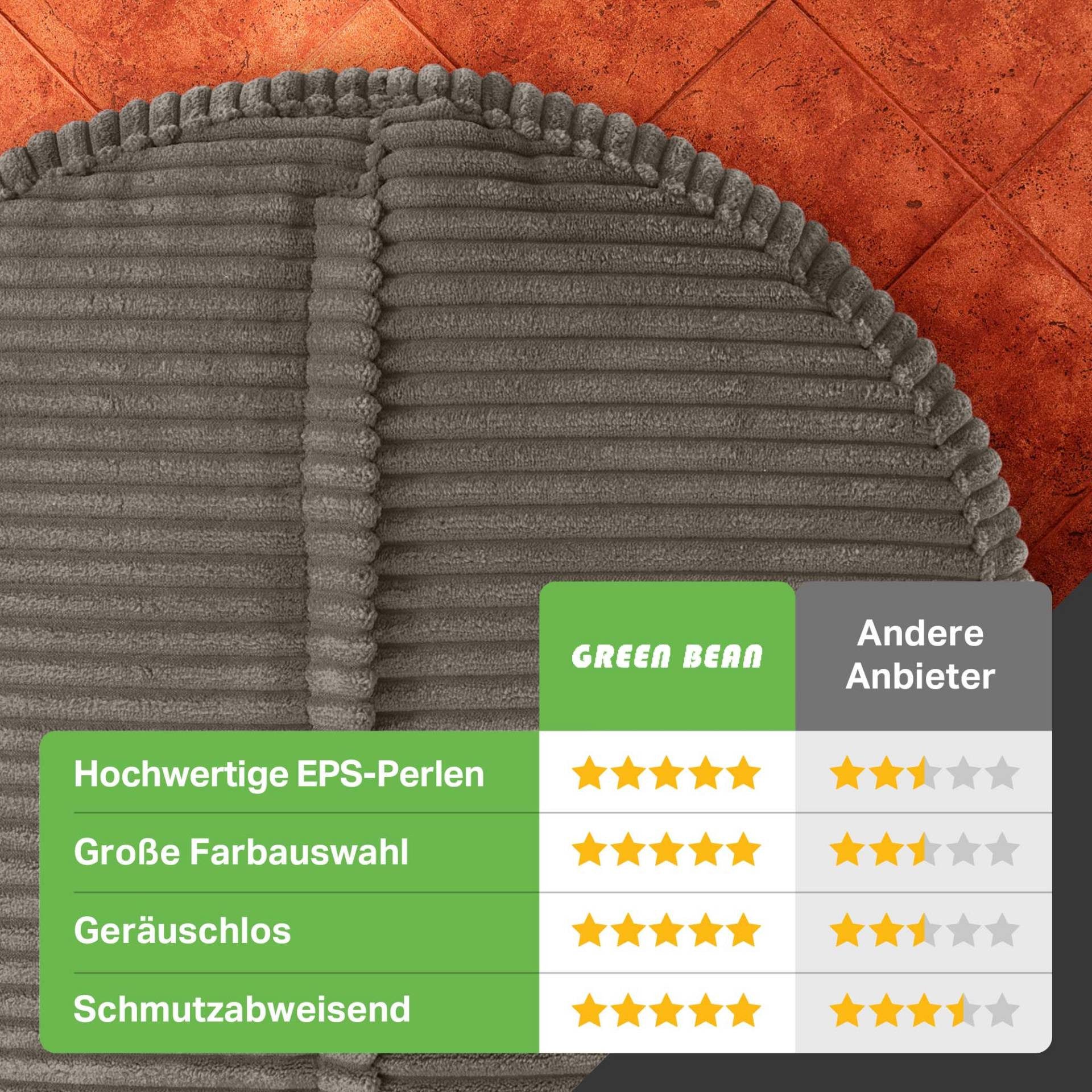 Green Bean Pouf Sitzsack-Hocker Pouf Cord 45x25cm (Indoor Sitzhocker Sitzkissen Fußhocker Relax-Sessel, Made in Germany), die ideale Ergänzung zum Sitzsack – Bild 4 von 5