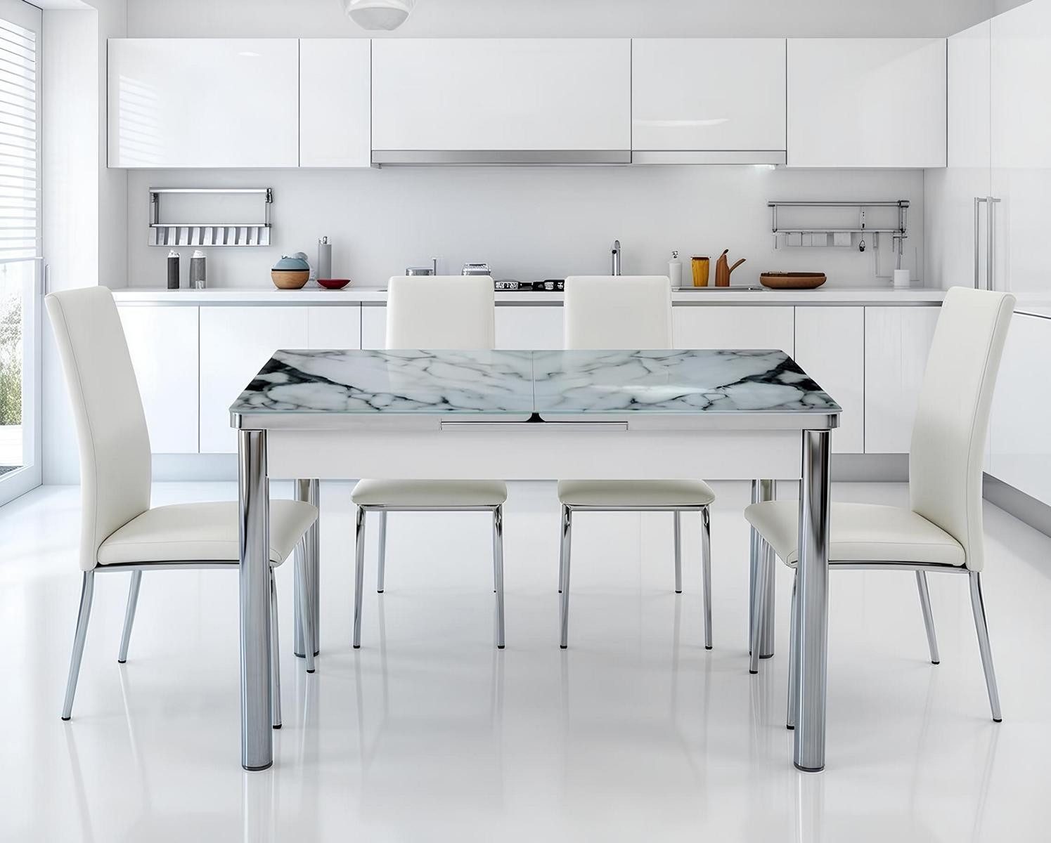 JVmoebel Esstisch Esszimmer Rechteckig Komfort Modern Luxus Weiß Grau Esstisch (1-St), Made in Europa