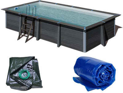 Poolomio Pool Composite Set BASIC - Rechteckig 606 x 326 x 124 cm, inkl. Solar- & (Set)