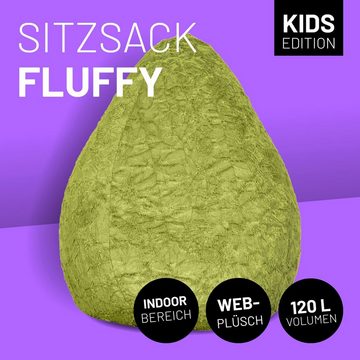 Lumaland Sitzsack Luxury Fluffy Gaming waschbar, Sitzkissen Bodenkissen weich 120L 60x45cm