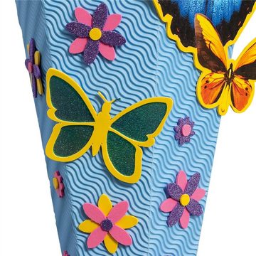 Roth Schultüte Bastelset Butterfly / Schmetterling, 68 cm, eckig, mit Kreppverschluss, Zuckertüte zum Basteln, Rosa / Blau