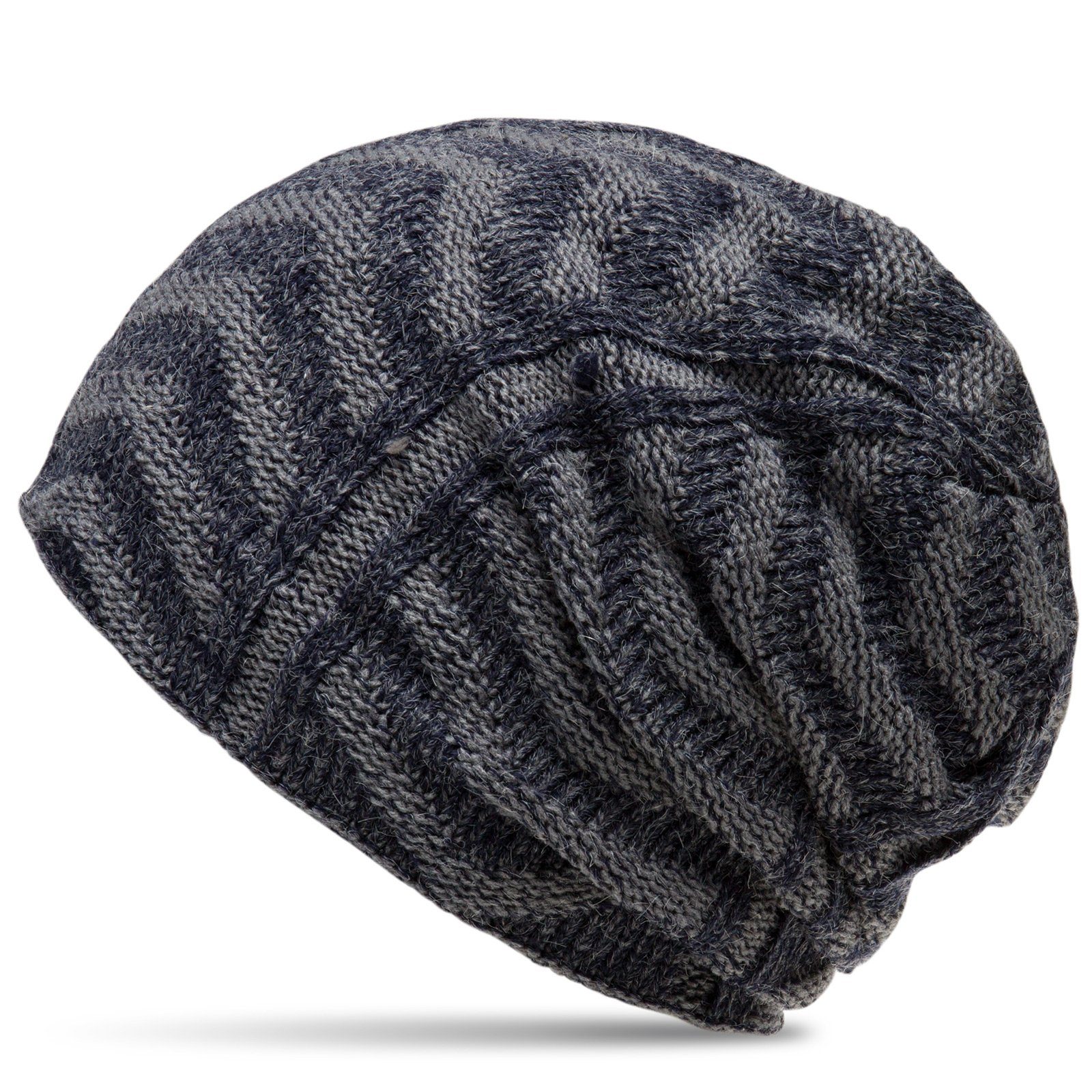 Beanie MU128 gefütterte Feinstrick Beanie Mütze mit stylischem Flecht Muster