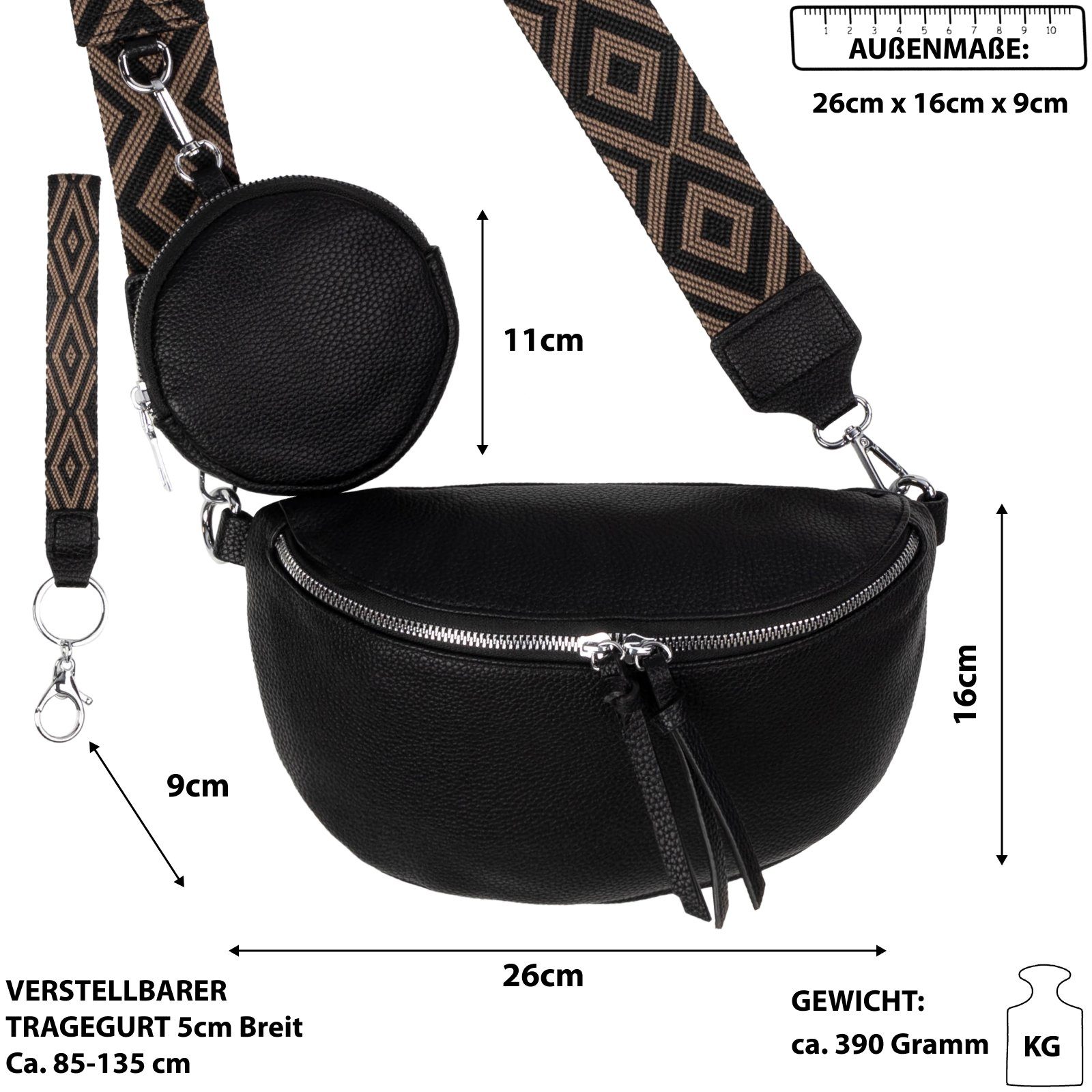 EAAKIE Gürteltasche Bauchtasche Umhängetasche Crossbody-Bag Kunstleder Ital günstig online kaufen