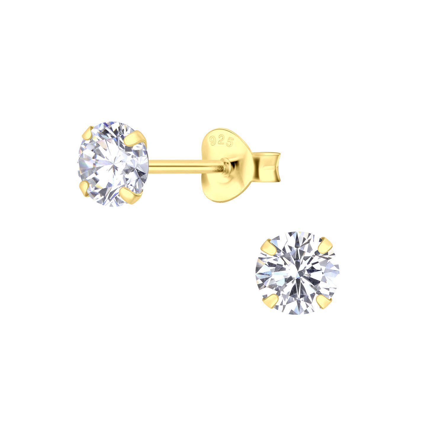 ALEXANDER YORK Paar Ohrstecker ROUND ZIRCONIA 5 mm in Gold, 2-tlg., 925 Sterling Silber