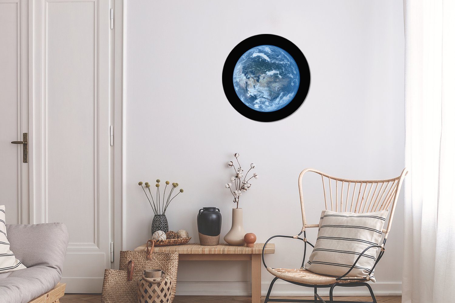 Erde, einer Kreis hellblauen Forex, cm (1 St), Gemälde Rundes MuchoWow Wandbild, Wanddekoration Satellitenbild Wohnzimmer, 30x30