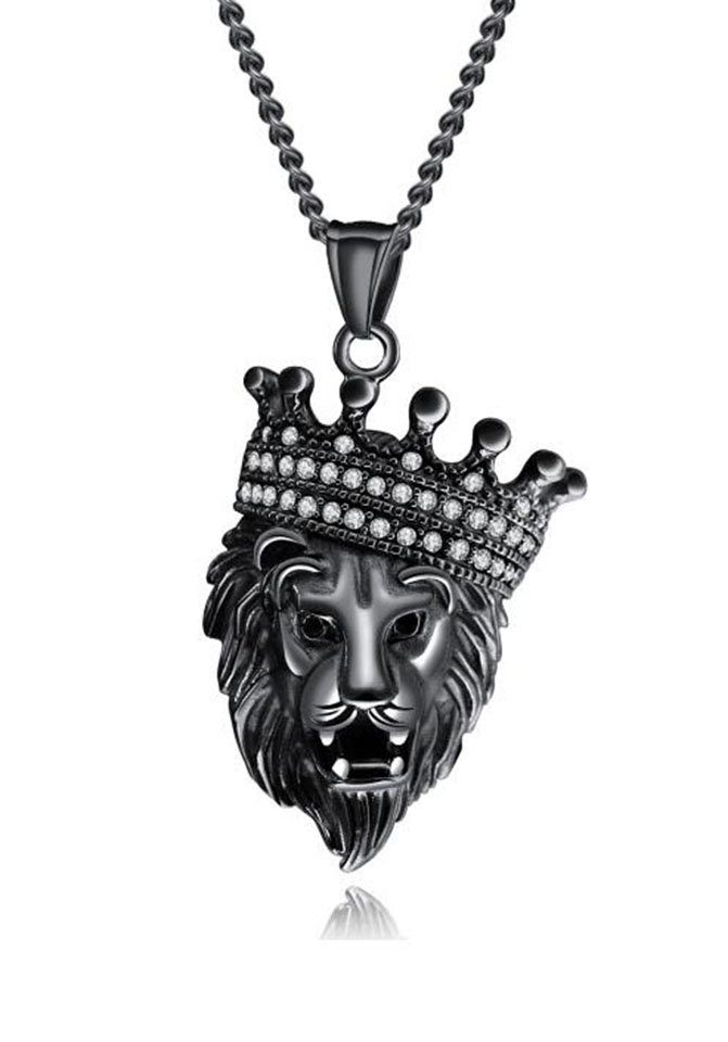 Firetti Kette mit Anhänger Schmuck Geschenk Löwe, strukturiert, mit Zirkonia (synth)