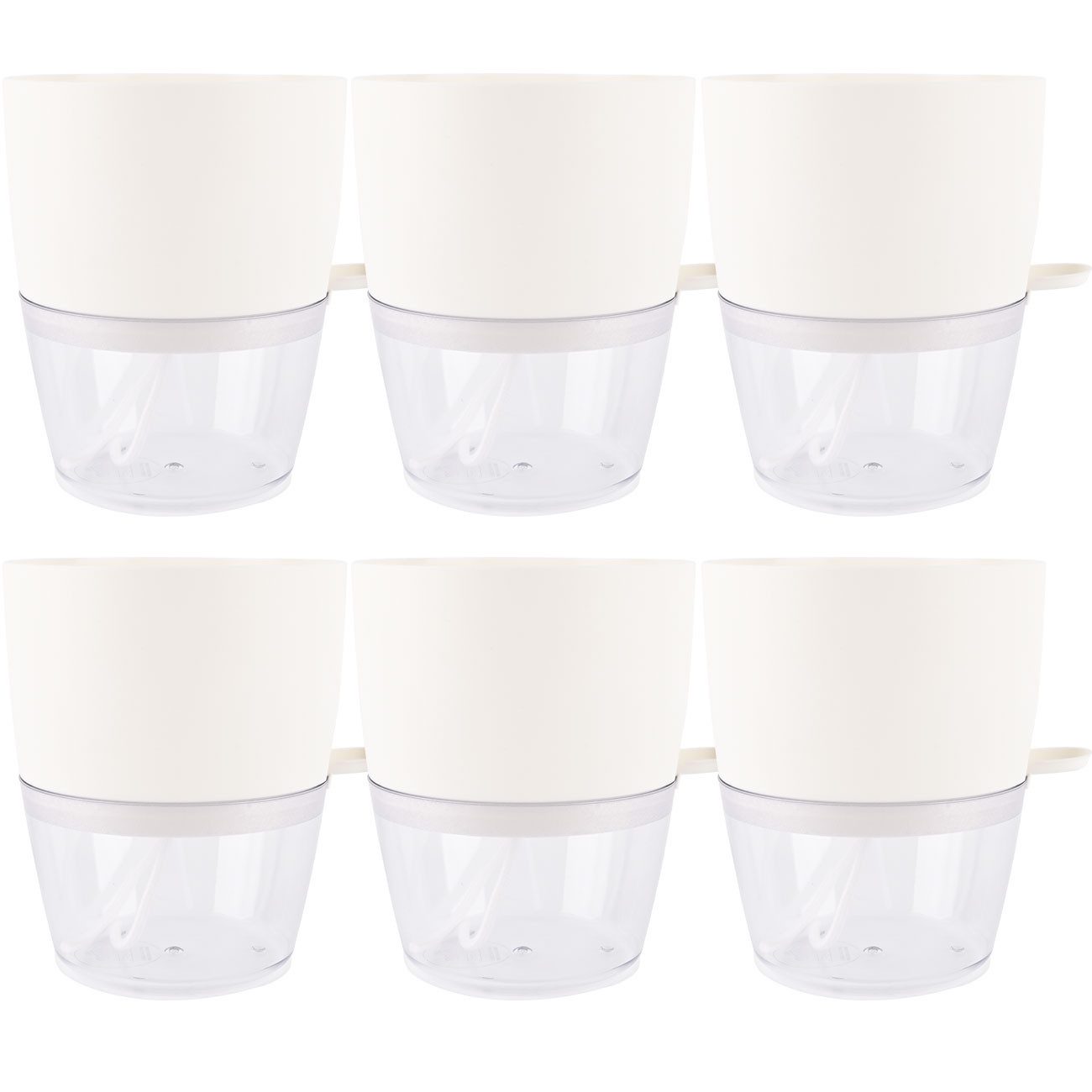 shop'n smile ideoon Blumentopf Blumentopf selbstbewässernd Ø18,5cm Pflanzgefäß mit Docht-System (6 St., 3er-Set & 6er-Set), 10-15 Tage Urlaubsschutz/transparentes Reservoir/ 18,5x15,5 cm
