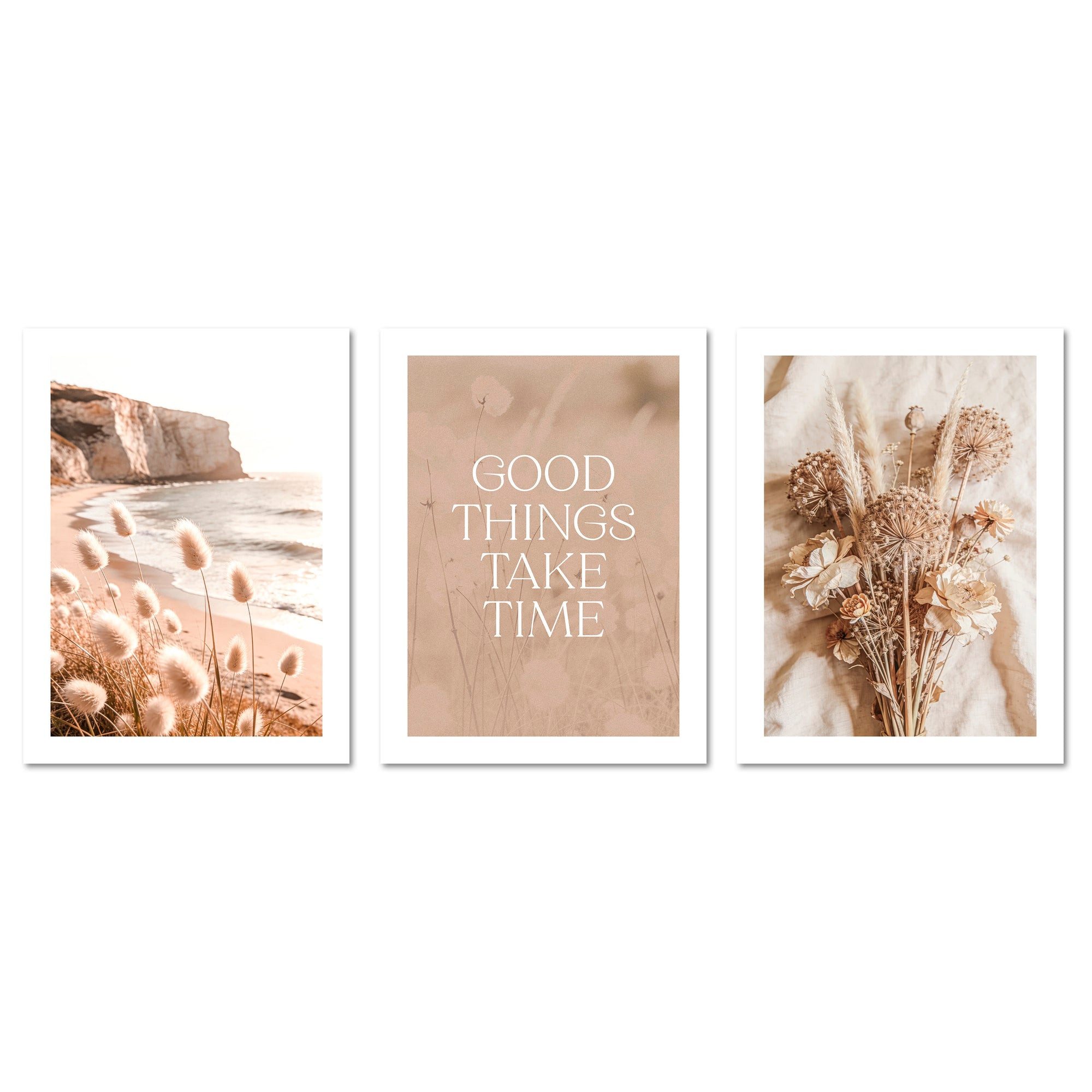 ARTFAVES Bilder-Collage Poster Set Boho Summer Trio I mehrteilige Bilderwand I Wandbilder Somm, (Wandbilder modern, 3 St)