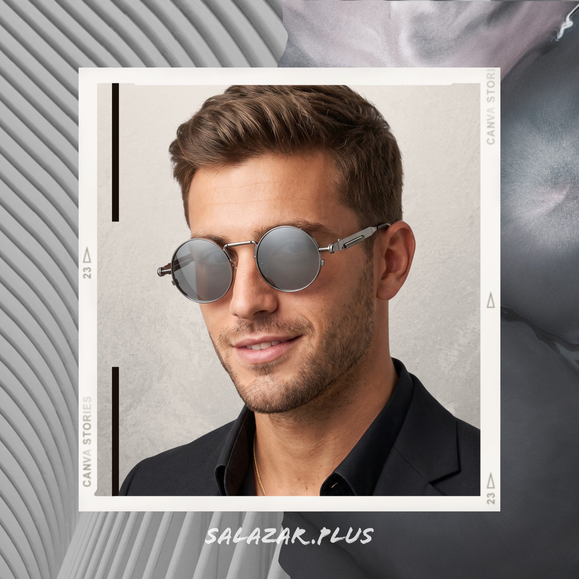 salazar.plus Sonnenbrille Rund Cyberpunk Unisex 4 Farben Damen Herren Brille Retro Runde Cyberpunk Sonnenbrille UV400 Cat.3 – leicht, unisex, 4 Farben – Bild 3 von 5