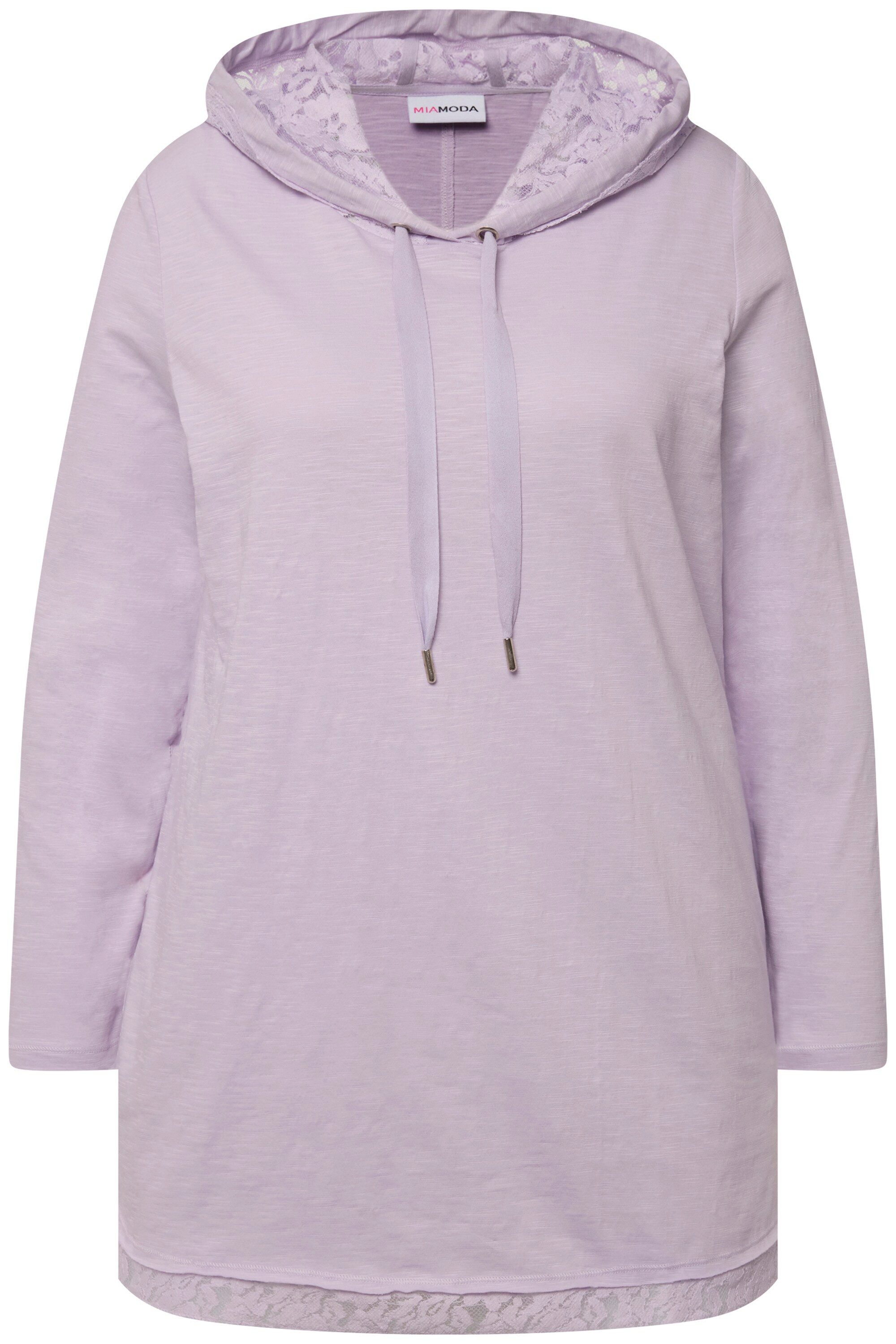 MIAMODA Longsleeve Langarmshirt Kapuze Spitzen-Details günstig online kaufen
