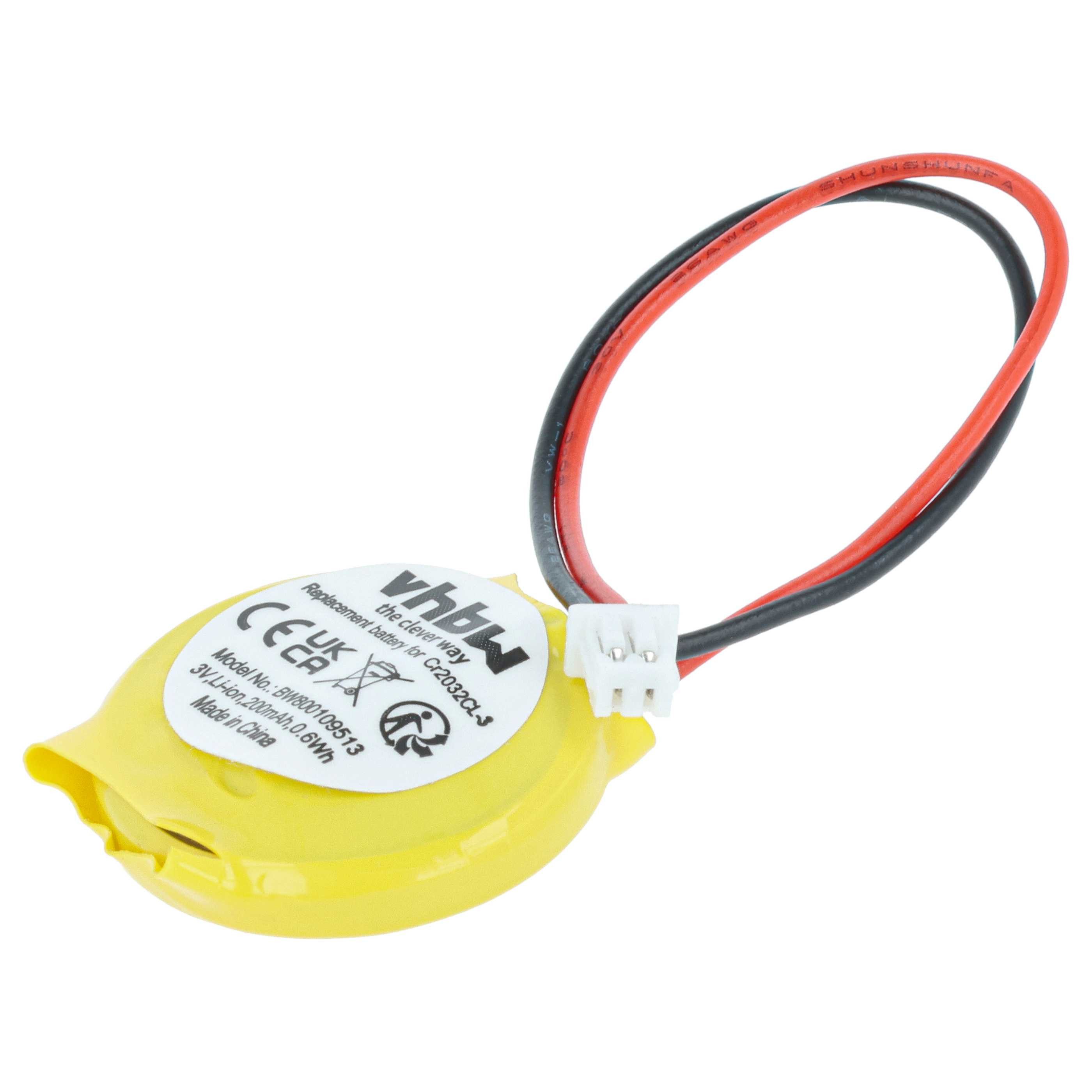 vhbw Batterie Ersatz für Lenovo 02K6572, 01AW187, 01AW186, 4W3253, 0A90099, Akku Batterie Li-Ion 200 mAh (3 V, 1 St), Leistungsfähige Ersatz-Batterie für PC, Laptop, Barcodescanner, Nicht