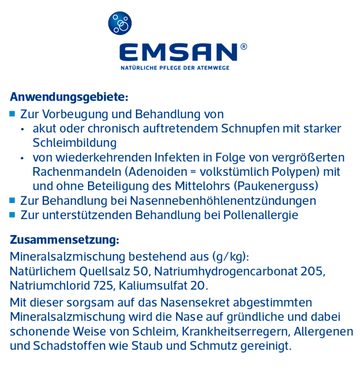 EMSAN Nasensauger-Ersatzteile Kindernasenspülsalz multimineral, 5 x 20 Beutel, zur Nasendusche bei Schnupfen und Pollenallergie