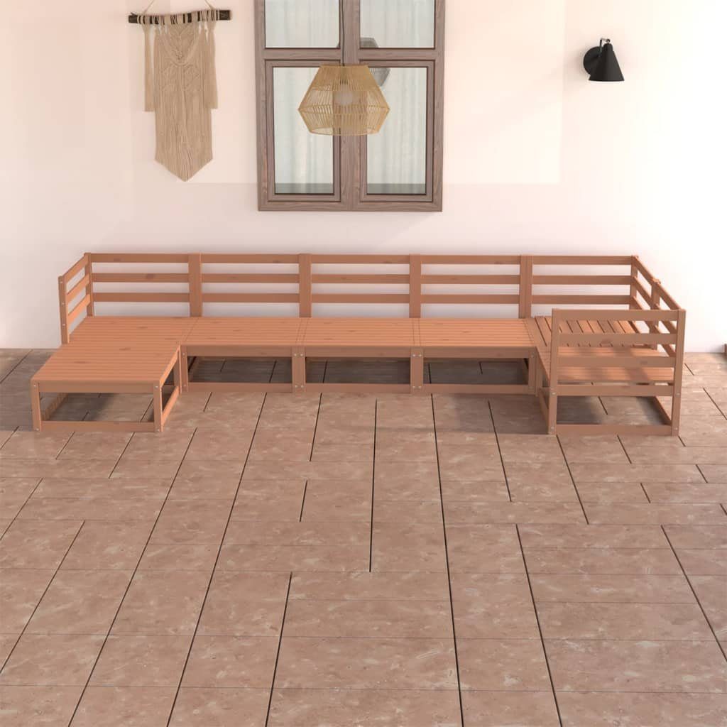 vidaXL Gartenlounge-Set 7-tlg. Garten-Lounge-Set Honigbraun Massivholz Kiefer, (1-tlg)