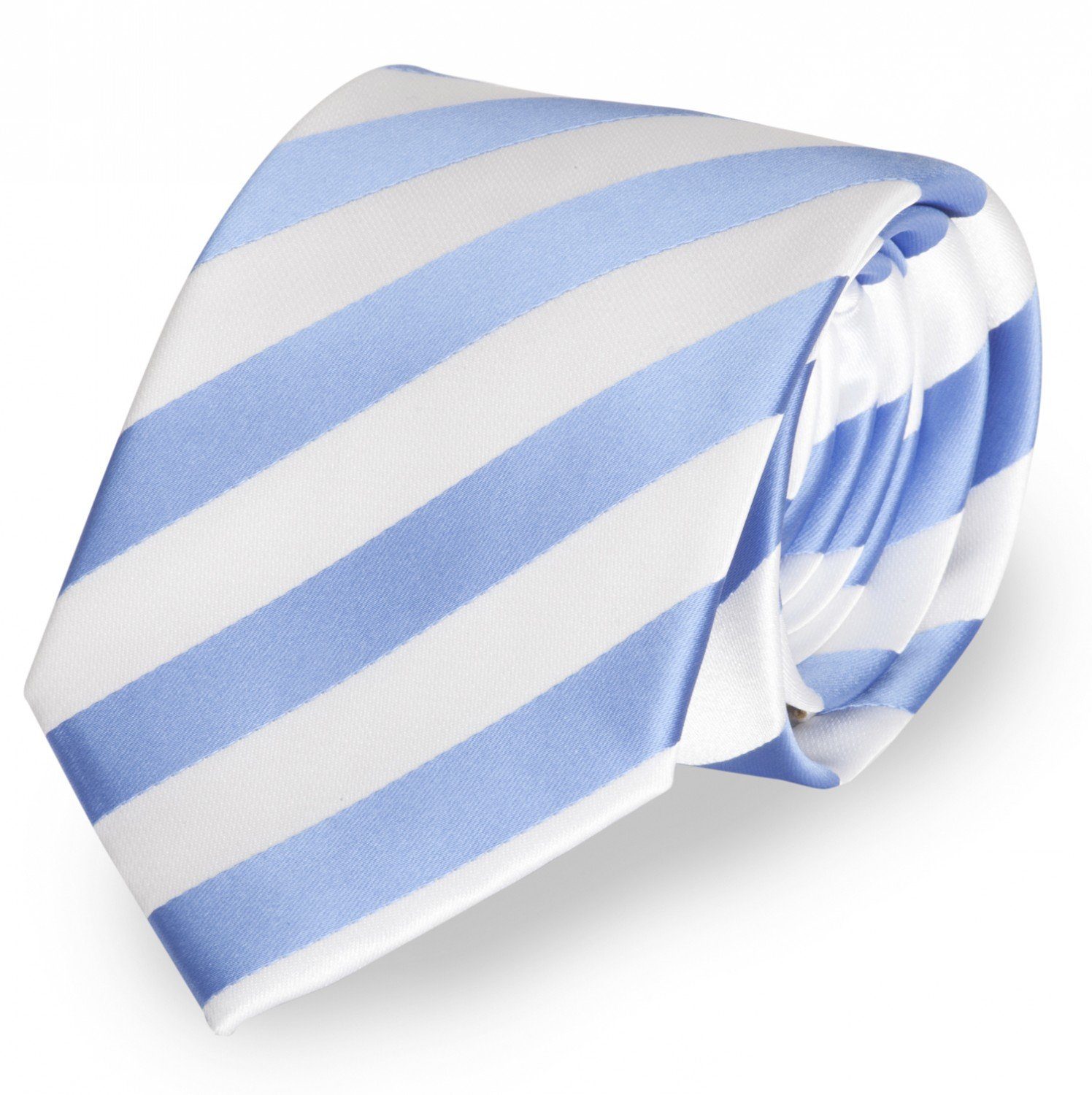 Farini mit Tie 8cm in gestreifte Krawatte Weiß/Perlblau Box, (8cm), - Breite Breit Fabio 6cm Streifen oder Krawatte (ohne Herren Gestreift)