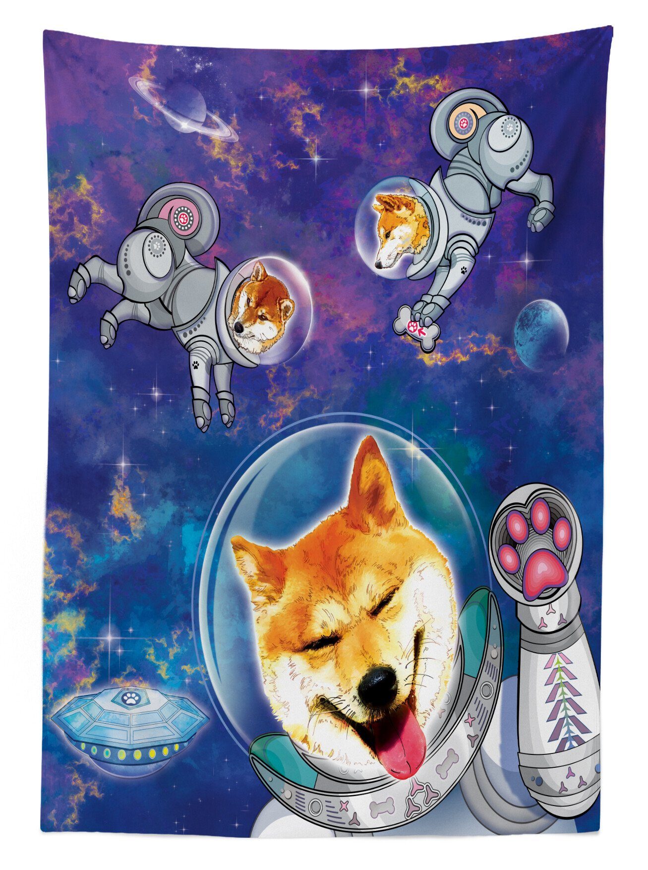 Hund Farbfest Für Shibas Waschbar Farben, Abakuhaus im Tischdecke Klare Außen den Astronaut Bereich Weltraum geeignet