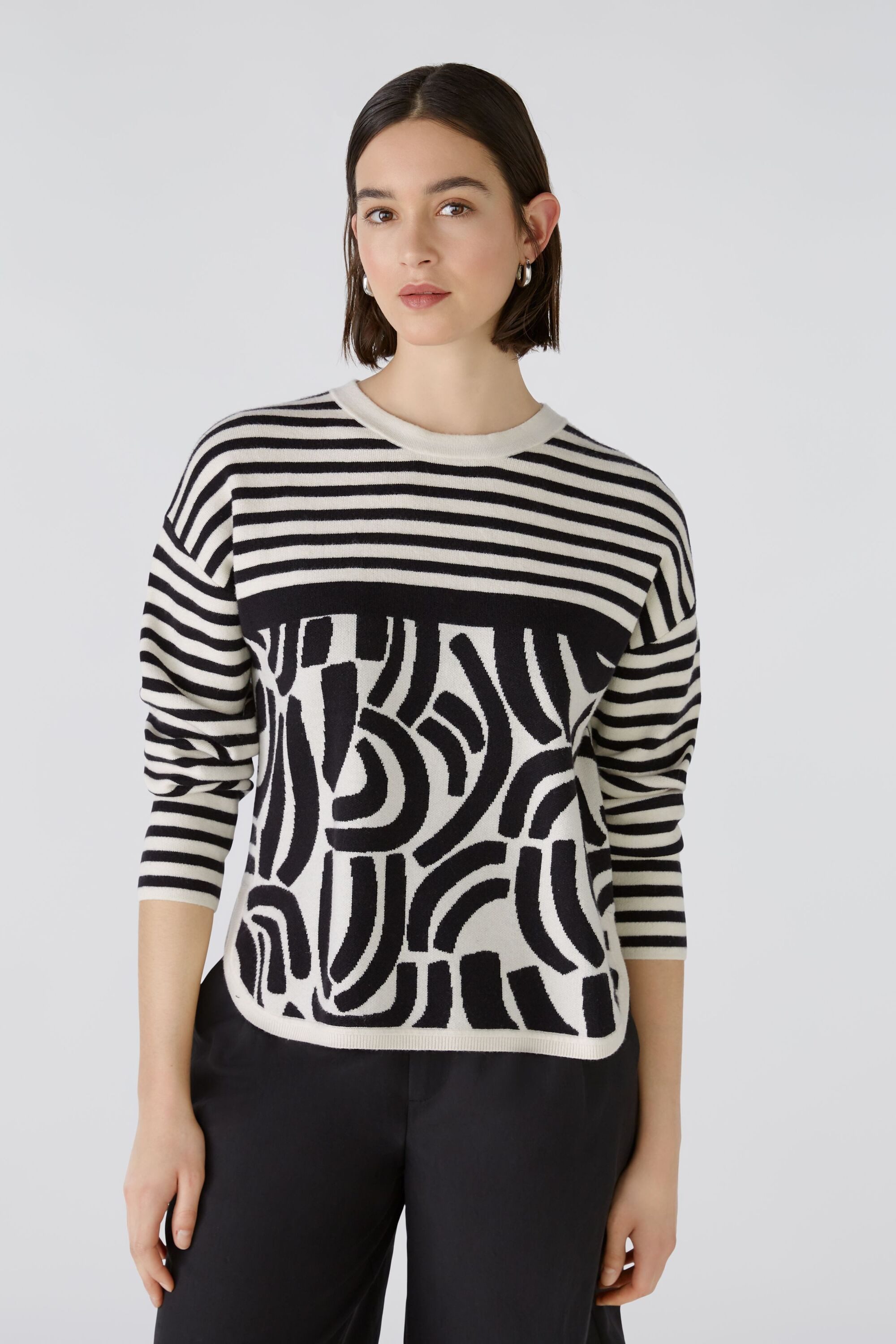 Oui Rundhalspullover Pullover Viskosemischung günstig online kaufen