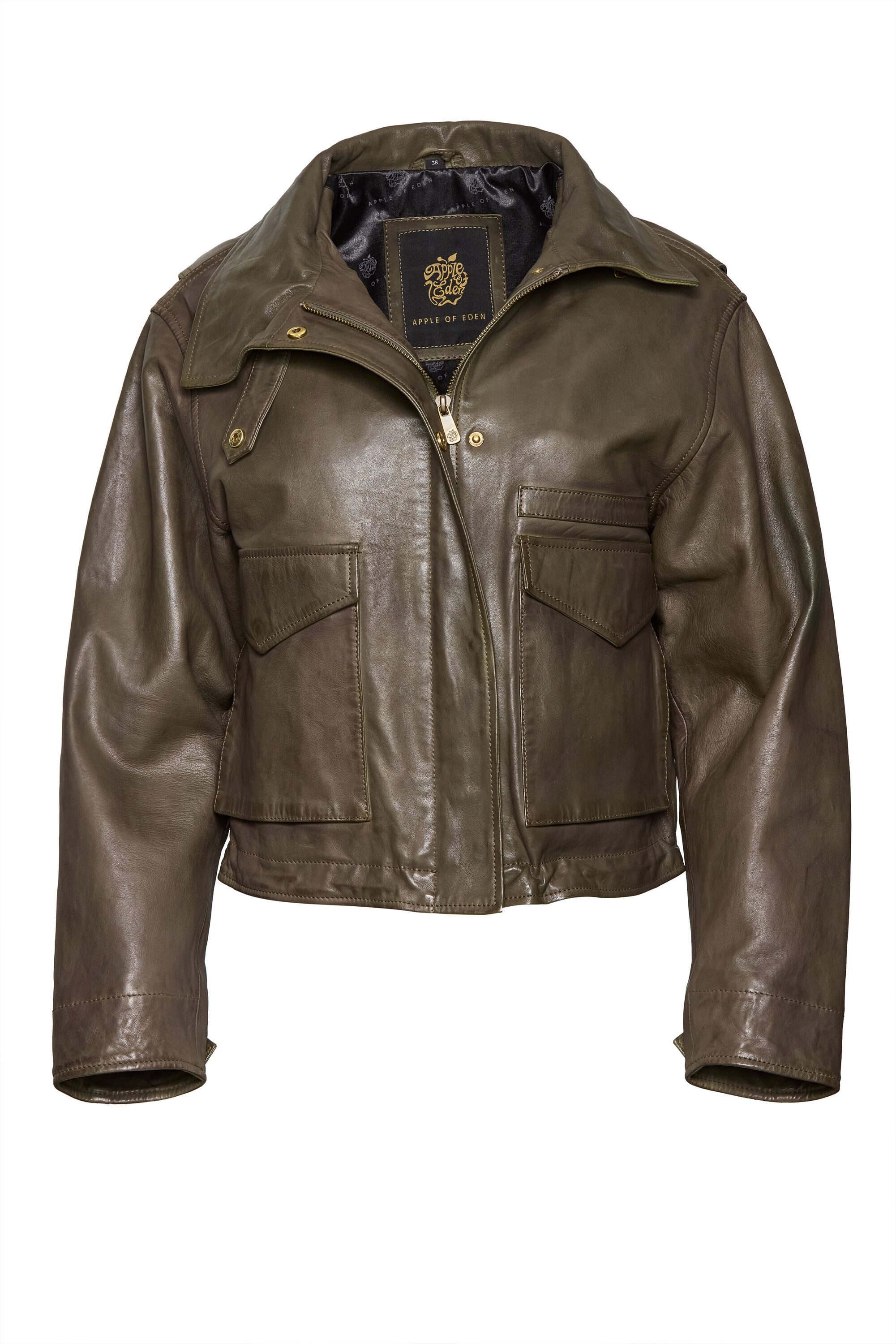 Apple of Eden Lederjacke (1-St) hüftlang mit Umlegekragen