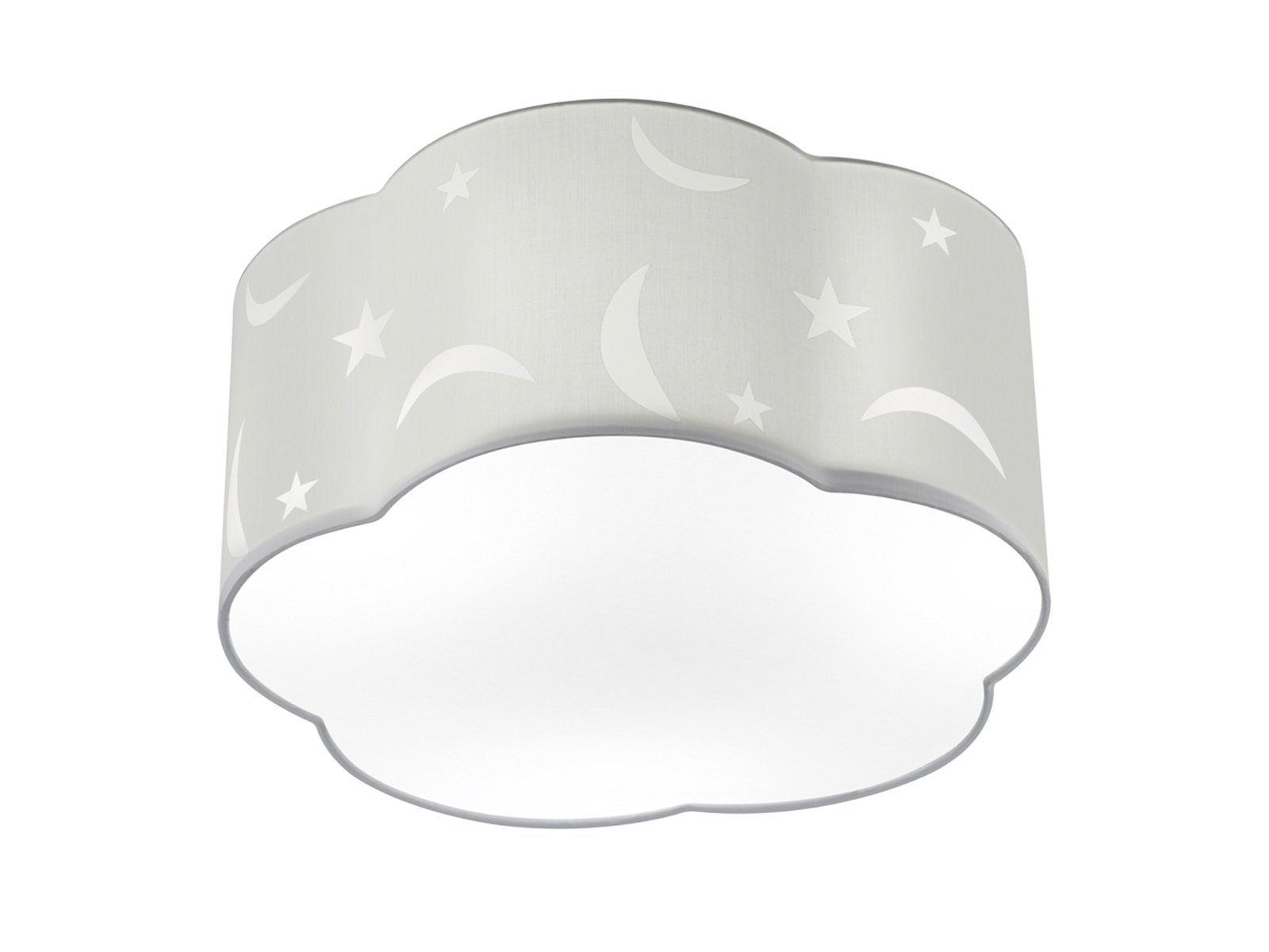 TRIO Leuchten LED Deckenleuchte, LED wechselbar, Warmweiß, große Kinderlampe Stofflampe Mond Wolken-lampe über Bett Weiß, Ø40cm