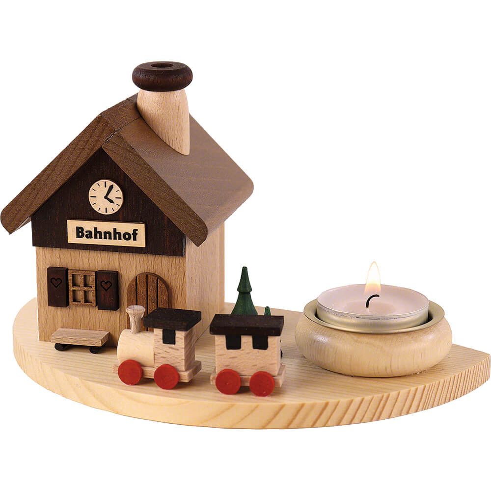 Ullrich Kunsthandwerk Räuchermännchen Rauchhaus Bahnhof (10,5cm) von Ullrich Kunsthandwerk