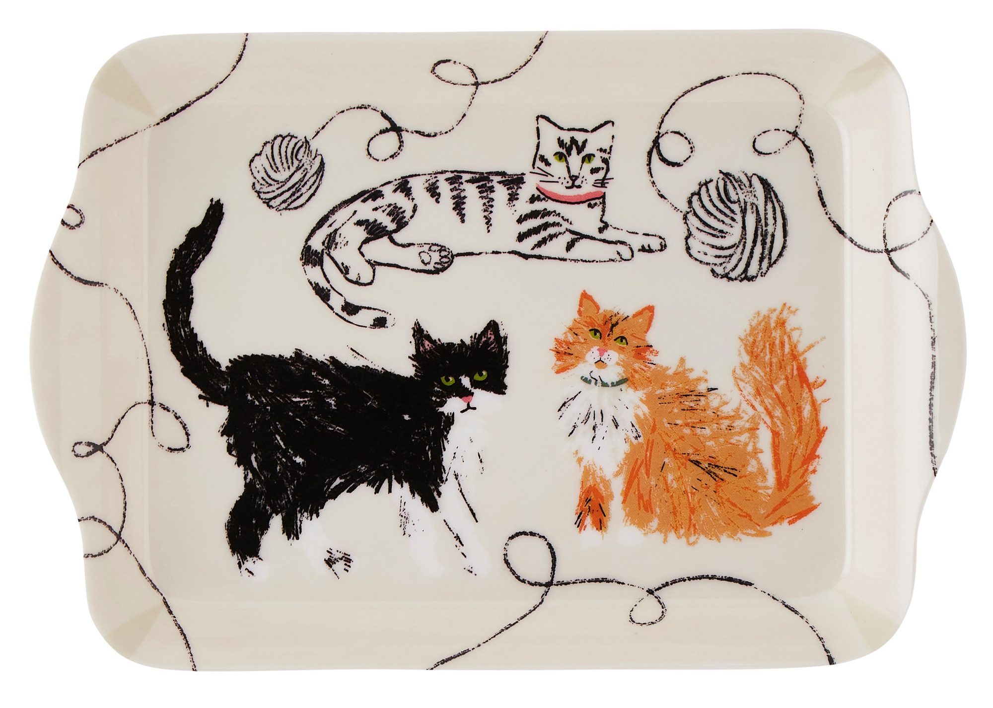 Ulster Weavers Tablett Feline Friends, Melamin, (1-tlg., 1-teilig), kleines Serviertablett Küchentablett 21x14x2cm aus Melamin